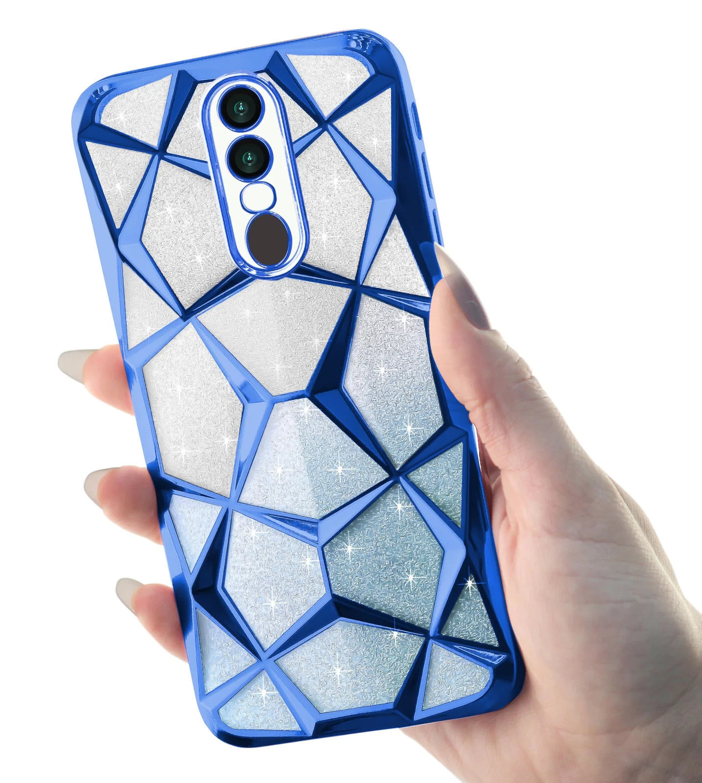 DL3 Mobilak Compatible with OPPO F11 Case Plating Bling Gradient Glitter Clear Cover Soft TPU Silicone Cute Camera Protection Shockproof Back for Women Girls Case - Blue