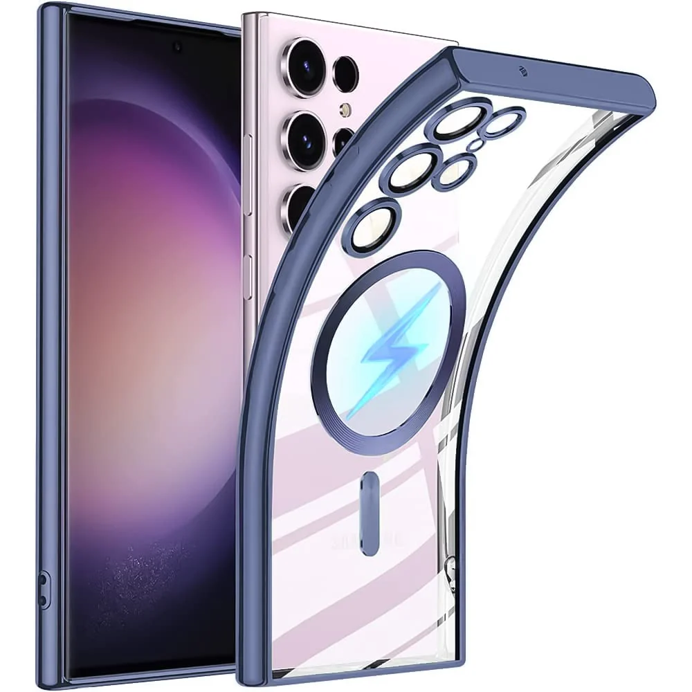 DL3 Mobilak Case for Samsung Galaxy S22 Ultra MagSafe with Camera Lens Protector, Magnetic Clear Case Full Protection Plating Anti-Scratch Slim Thin Case Cover