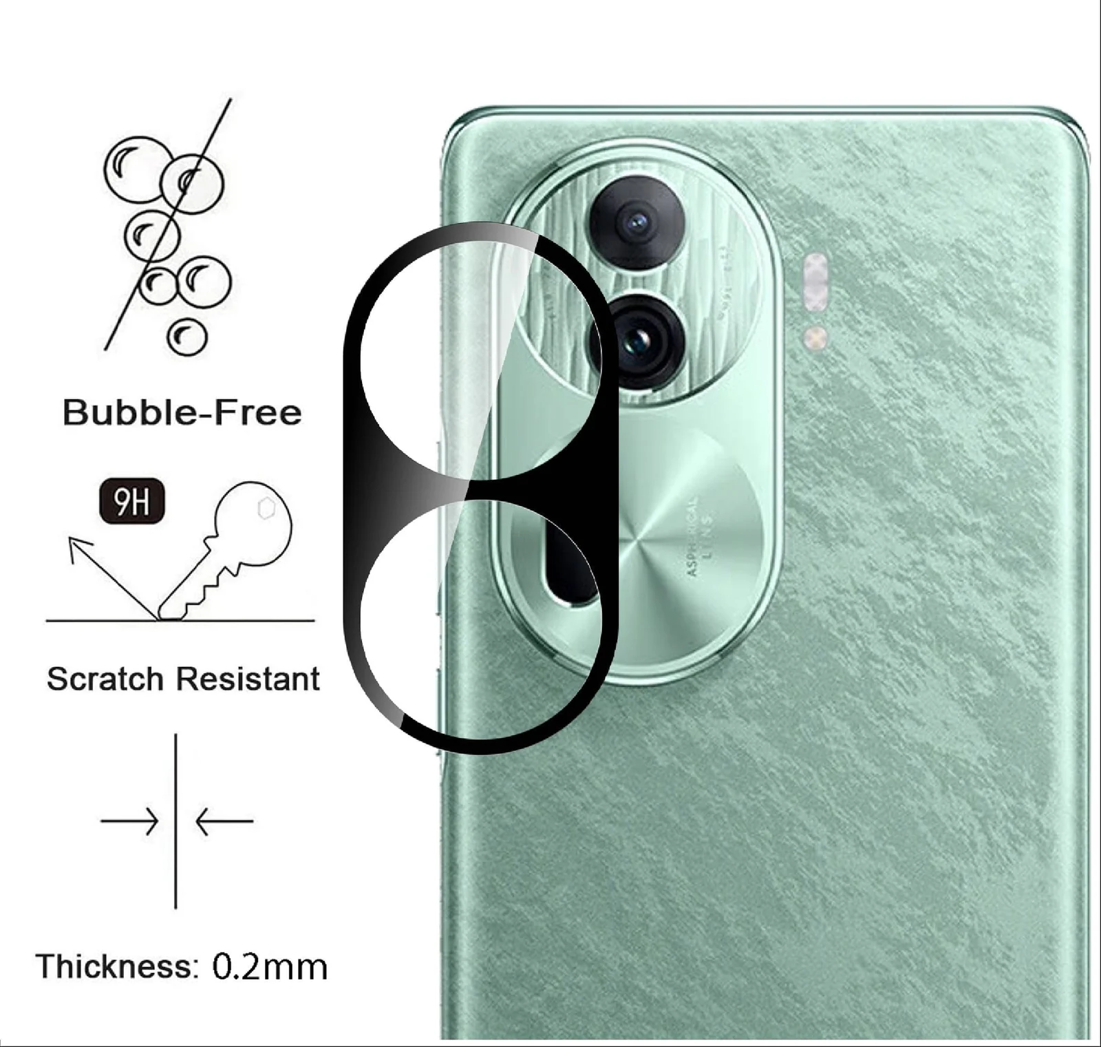 DL3 Mobilak OPPO Reno 11 5G | OPPO Reno 11 Pro 5G Camera Lens Protector Tempered Glass Screen Protector HD [Full Coverage][Anti-Scratch] Drop Protection Ultra Clear/Thin Lens Protector Case - Black