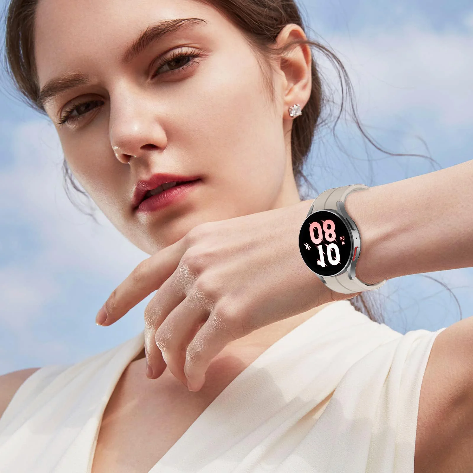 DL3 Mobilak 22MM Silicone Band Magnetic Clasp Strap For Xiaomi Redmi Watch 5 Active/5 Lite/Compatible with Samsung Galaxy Watch 46mm/Watch 3 45mm/Gear S3/Huawei watch (GT6 GT5 GT4 GT3 GT2 - Starlight