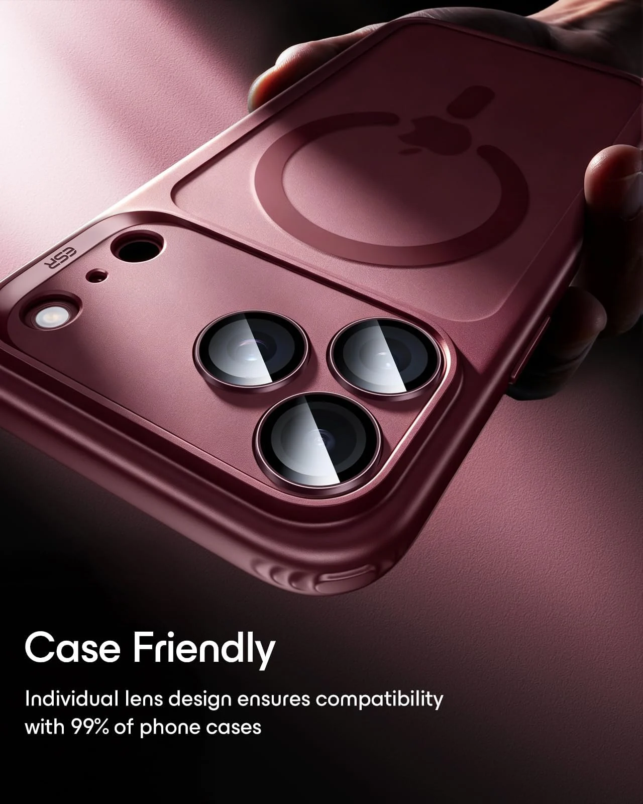 DL3 MOBILAK Individual Ring Camera Lens Protector for Apple iPhone 18 Pro and 18 Pro Max - Burgundy