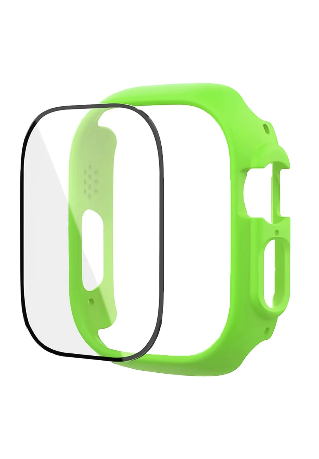 DL3 Mobilak Band with Case For Apple Watch Ultra/Ultra 2 49mm, Adjustable Silicone Sport Wristband Replacement, Strap With Cover Built-in Glass Screen Protector for iWatch Ultra 49 mm - Neon Green