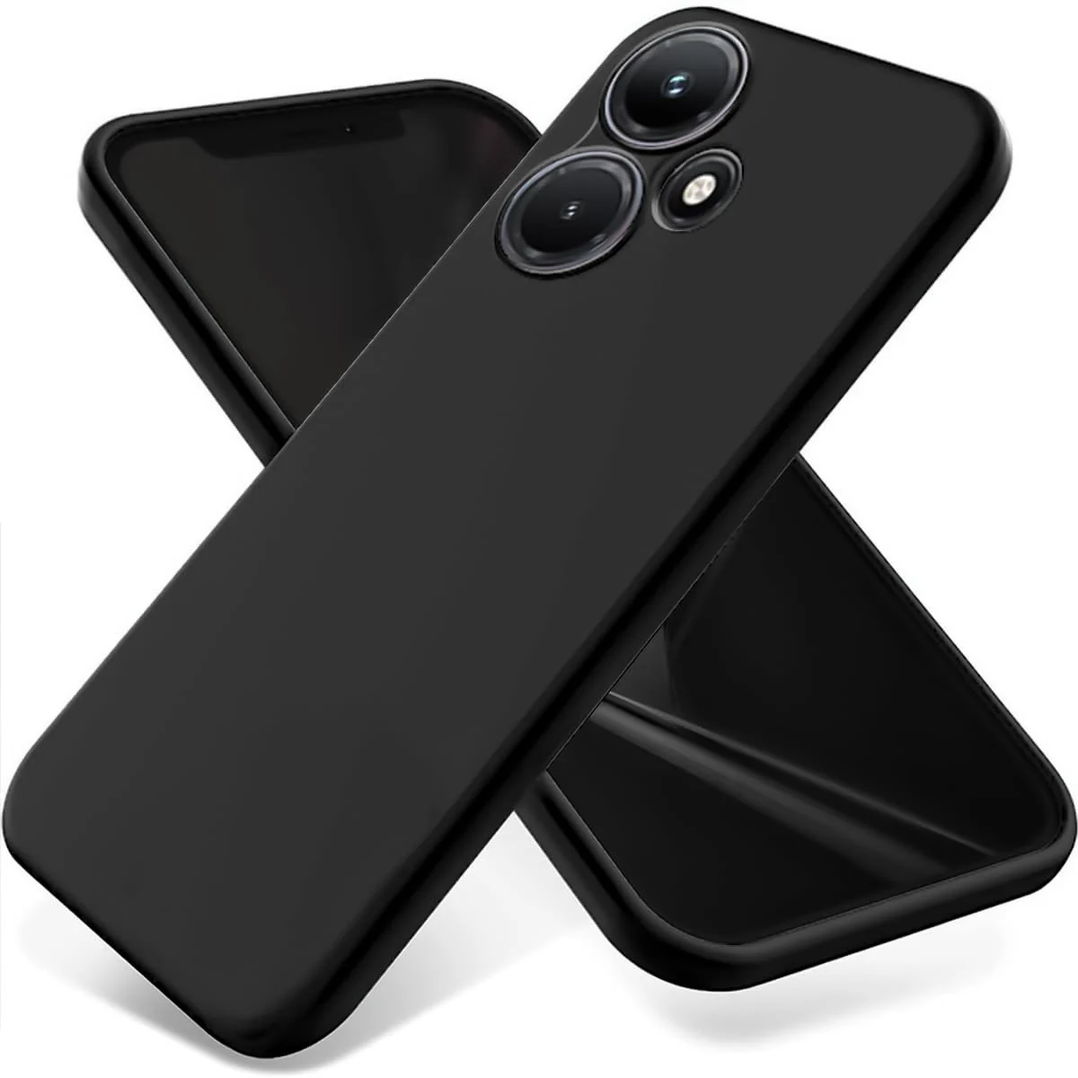 DL3 Mobilak Liquid Silicone Protective Case with Soft Microfiber Lining with Full Camera Protection for Infinix Hot 30i - Black