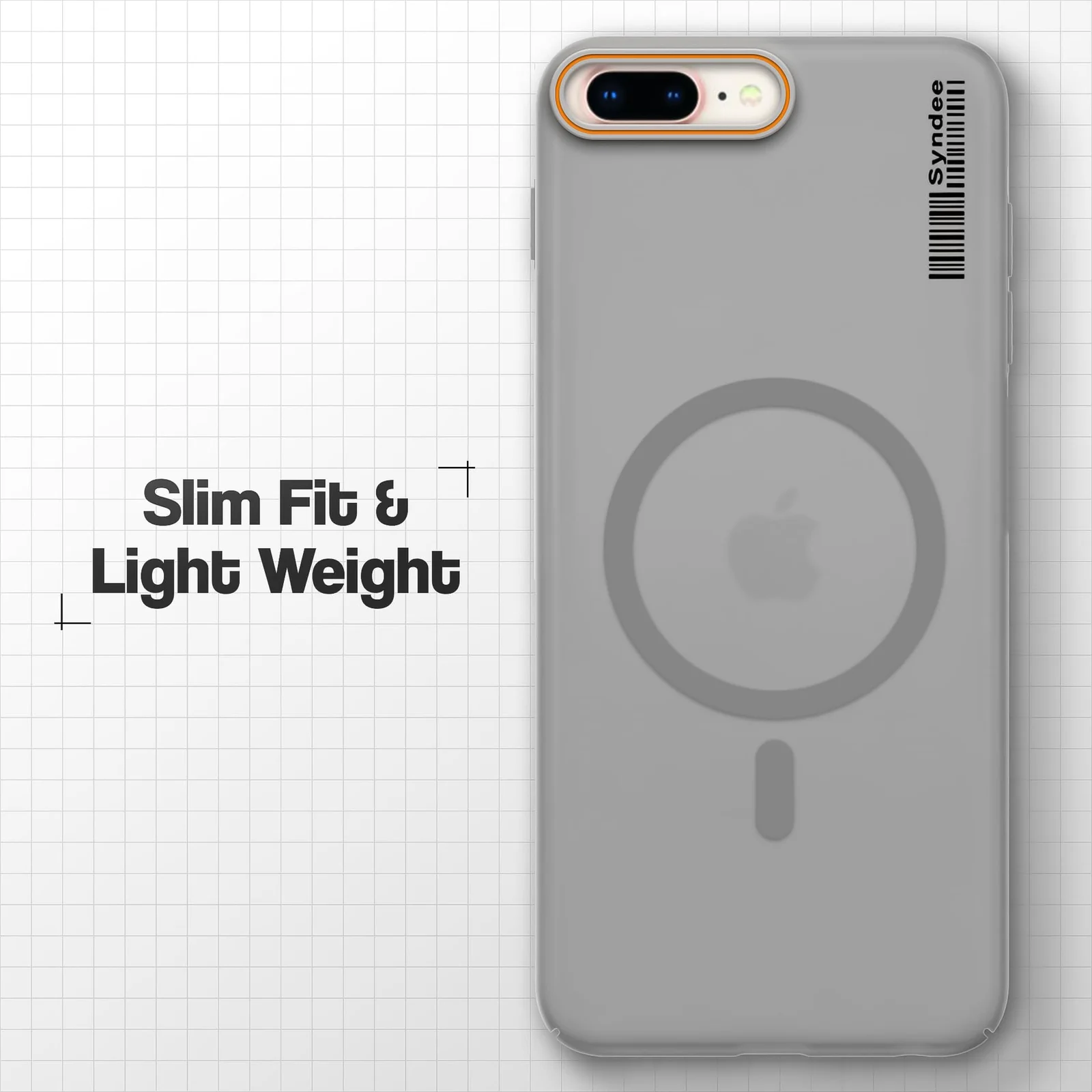 DL3 Mobilak Case Back Cover for iPhone 7 Plus / iPhone 8 Plus, Sleek Frosted Translucent Back Only Compatible with Wireless Magnetic Accessories | Anti-Scratch Shockproof Phone Case - Gray
