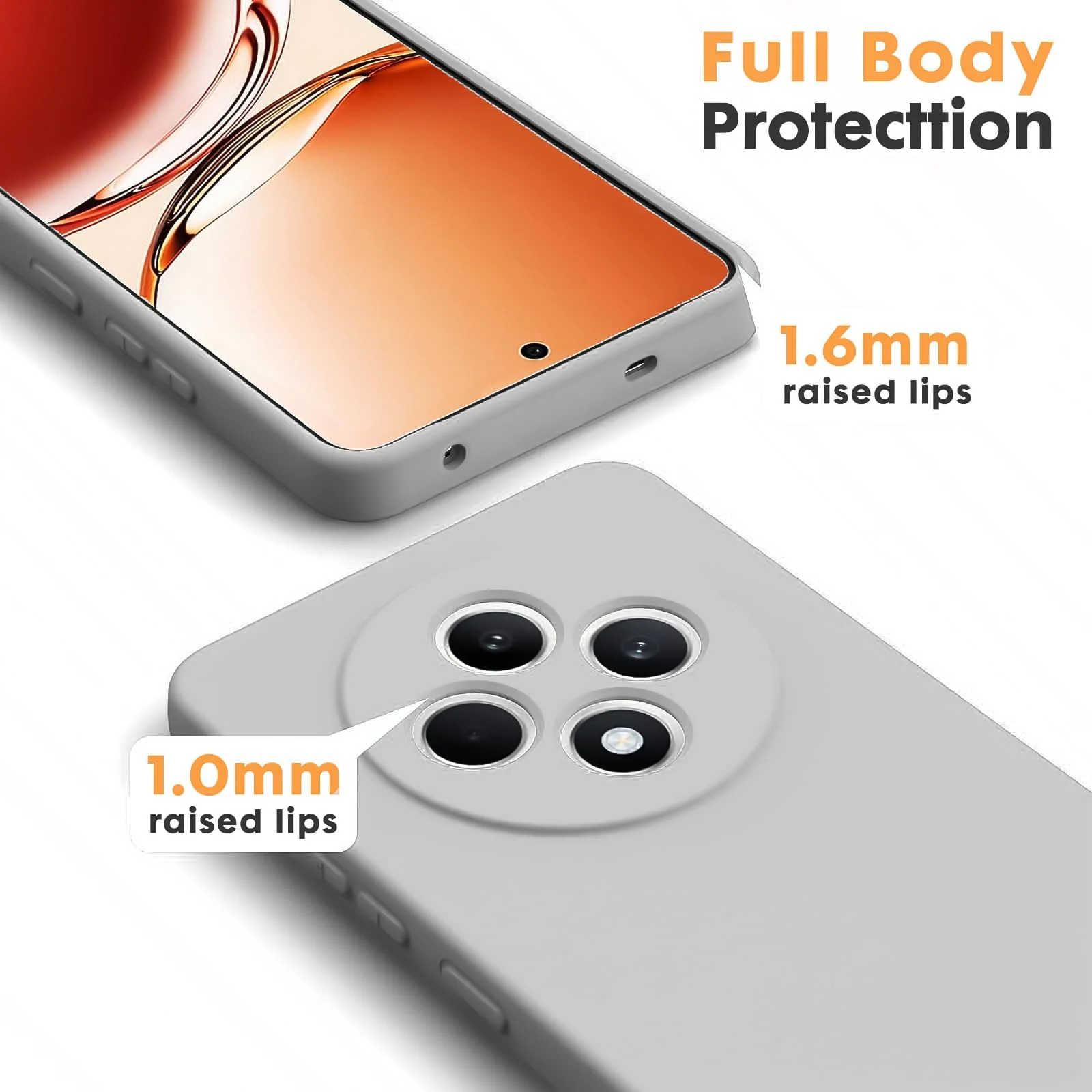 DL3 Mobilak Liquid Silicone Case for OPPO Reno 12 F / Reno 12F, Not compatible with MagSafe, Supports wireless charging, Camera protection - Gray