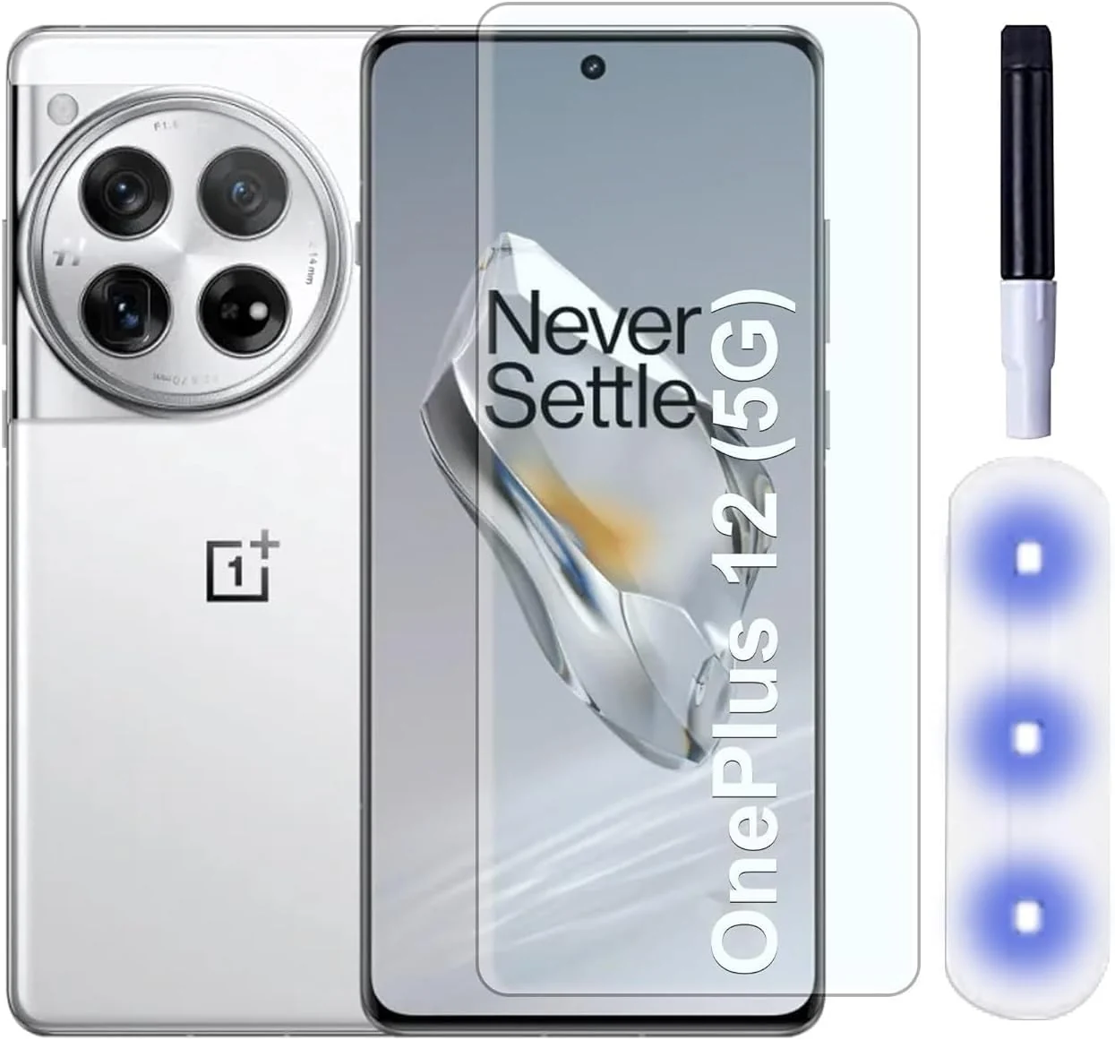 DL3 Mobilak Full Glass Screen Protector For OnePlus 12 5GTempered Glass Full Glue Cover Screen Protector For Fingerprint Unlock Screen Glass Film - Clear
