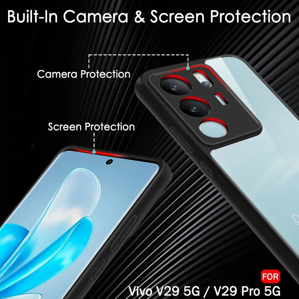 DL3 Mobilak Clear TPU Case for vivo V29 / vivo V29 Pro, Camera protection, Shock-absorbing protection, Scratch-resistant surface - Black