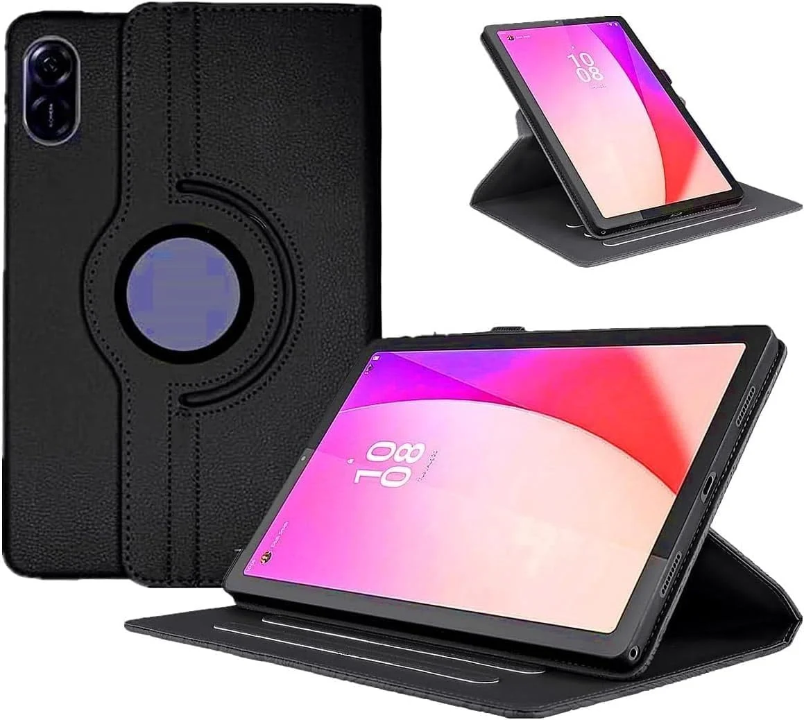 DL3 Mobilak Protective Cover for Xiaomi Redmi Pad 2 2025 11 inch, 360° Rotatable Smart Stand, Leather Folio Flip Cover with Multi-Angle Viewing, Auto Wake Sleep - Black