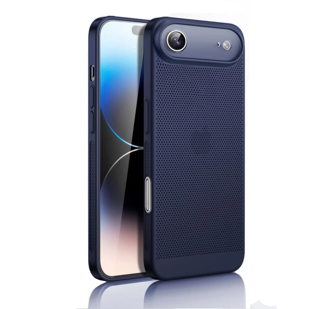 DL3 Mobilak Case for iPhone 17 Air Heat Dissipation with Built-in Camera Lens Protector Slim Fit Breathable Cooling Anti-Fingerprint Hard PC Back Shockproof Cover - Blue