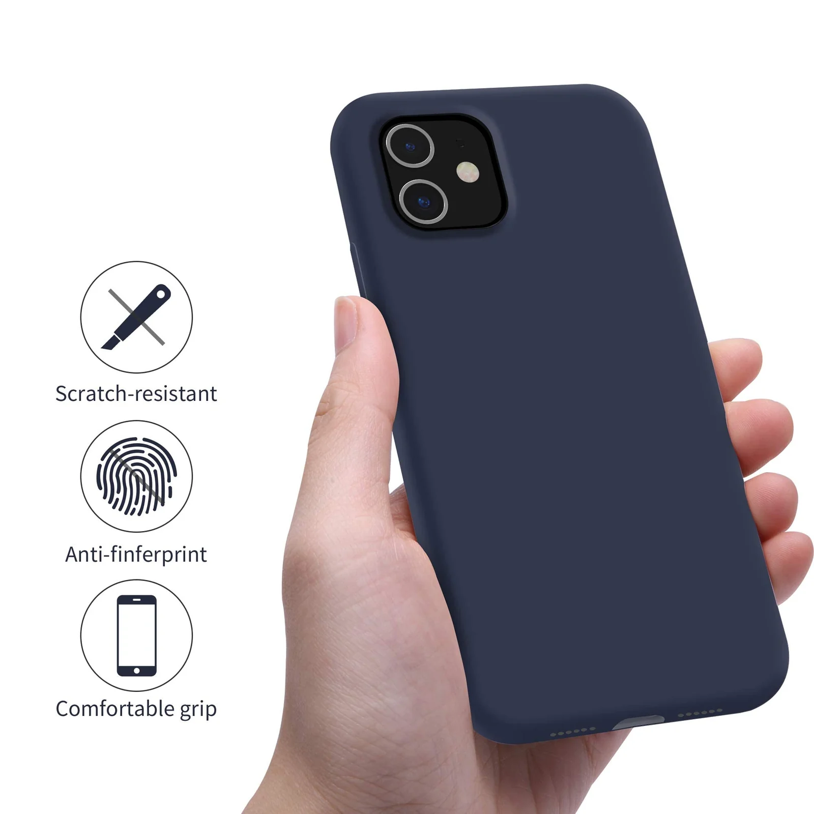DL3 Mobilak Liquid Silicone Case for iPhone 11 (6.1 Inch), Shock-absorbing protection, Scratch-resistant surface, Soft microfiber lining - Midnight Blue
