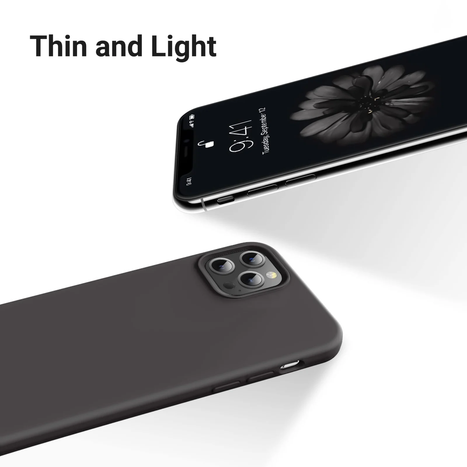 DL3 Mobilak Liquid Silicone Protective Case for iPhone 13 Pro (6.1 Inch) with Camera Protection and Microfiber Lining - Gray 3