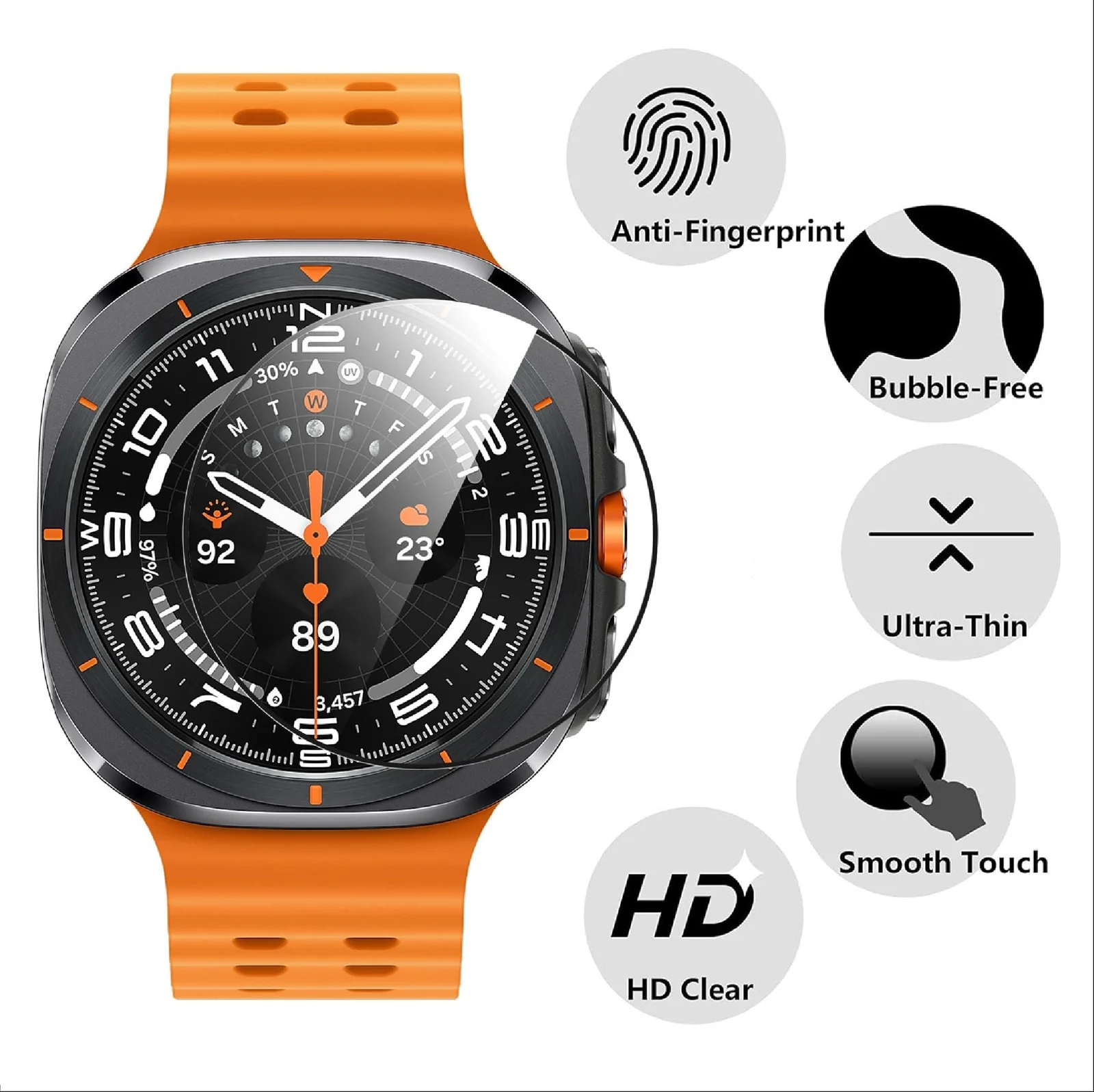 DL3 Mobilak Screen Protector for Samsung Galaxy Watch 7 Ultra 47mm, 3D Curved Soft Edge Protective Film [Anti-Scratch] [Bubble Free] [Ultra Shatterproof] [High Sensitive] (Not Glass) - Black