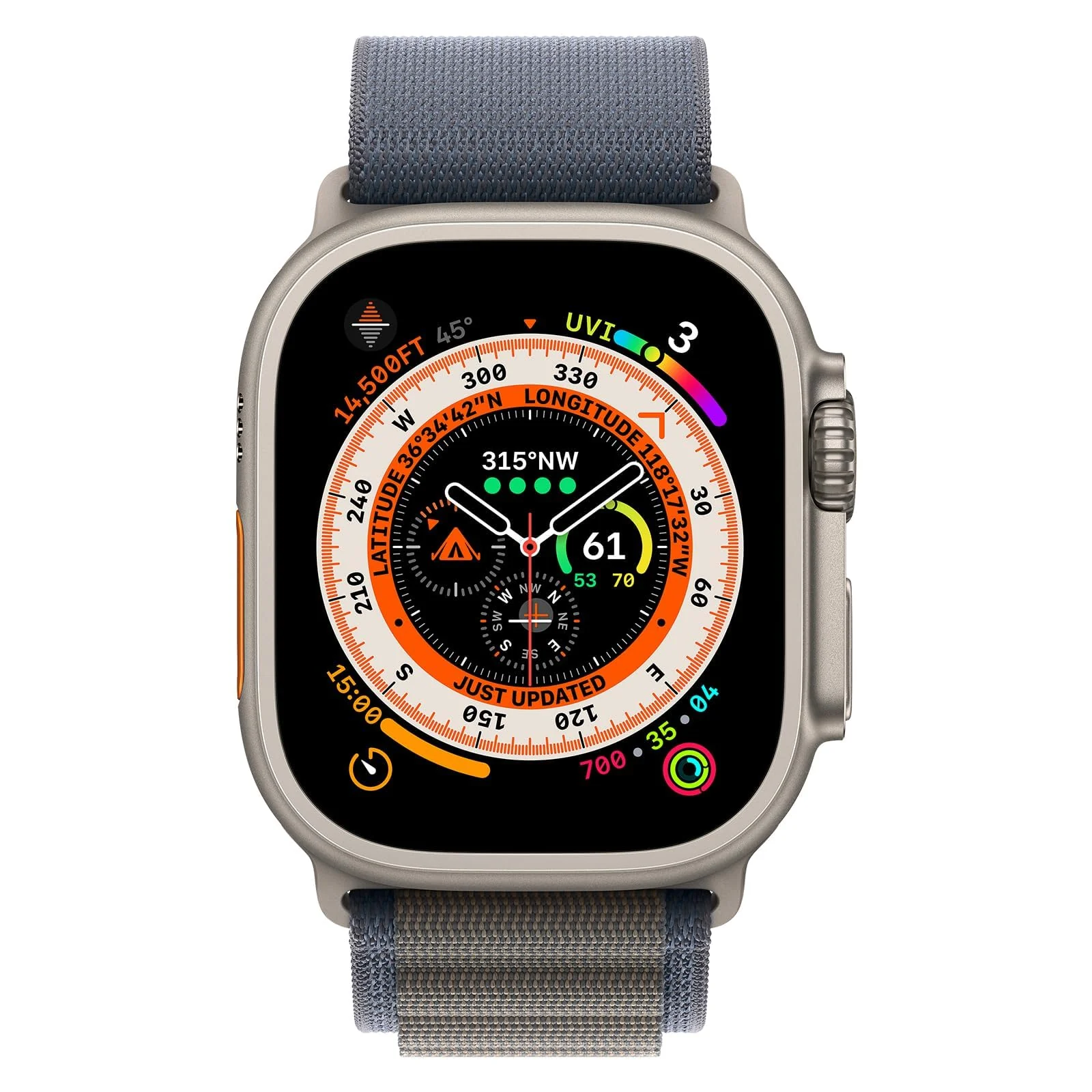DL3 Mobilak Trail/Alpine Loop Nylon Band Compatible with Apple Watch Ultra 2/Ultra Band 49mm 45mm 44mm 42mm, Adjustable with Metal C-Hook Strap for iWatch Ultra Series 9/8/7/6/5/4/3/2/1/SE2/SE - A.Blue Gray