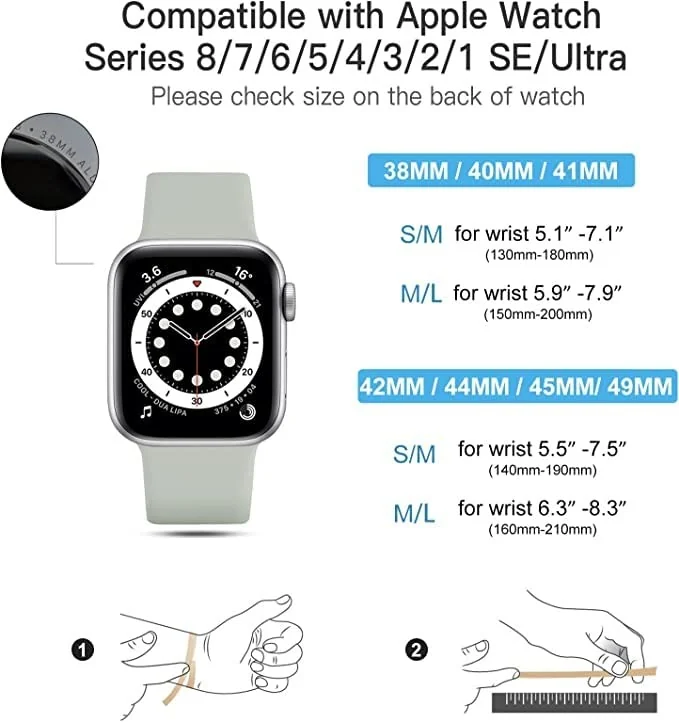 DL3 Mobilak Bands Compatible with Apple Watch Ultra 49mm 45mm 44mm 42mm 41mm 40mm 38mm, Replacement Soft Silicone Strap for iWatch Ultra/Ultra 2 Series 9/8/7/6/5/4/3/2/1 SE (42MM/44MM/45MM/49MM) - Grey
