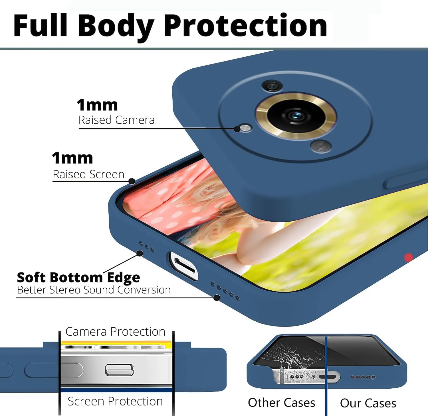 DL3 Mobilak realme 11 Pro & realme 11 Pro+ Plus 5G Case, Soft Flexible Liquid Silicone Gel Rubber Bumper Cover, Full Body Shockproof Protective Phone Case - Blue
