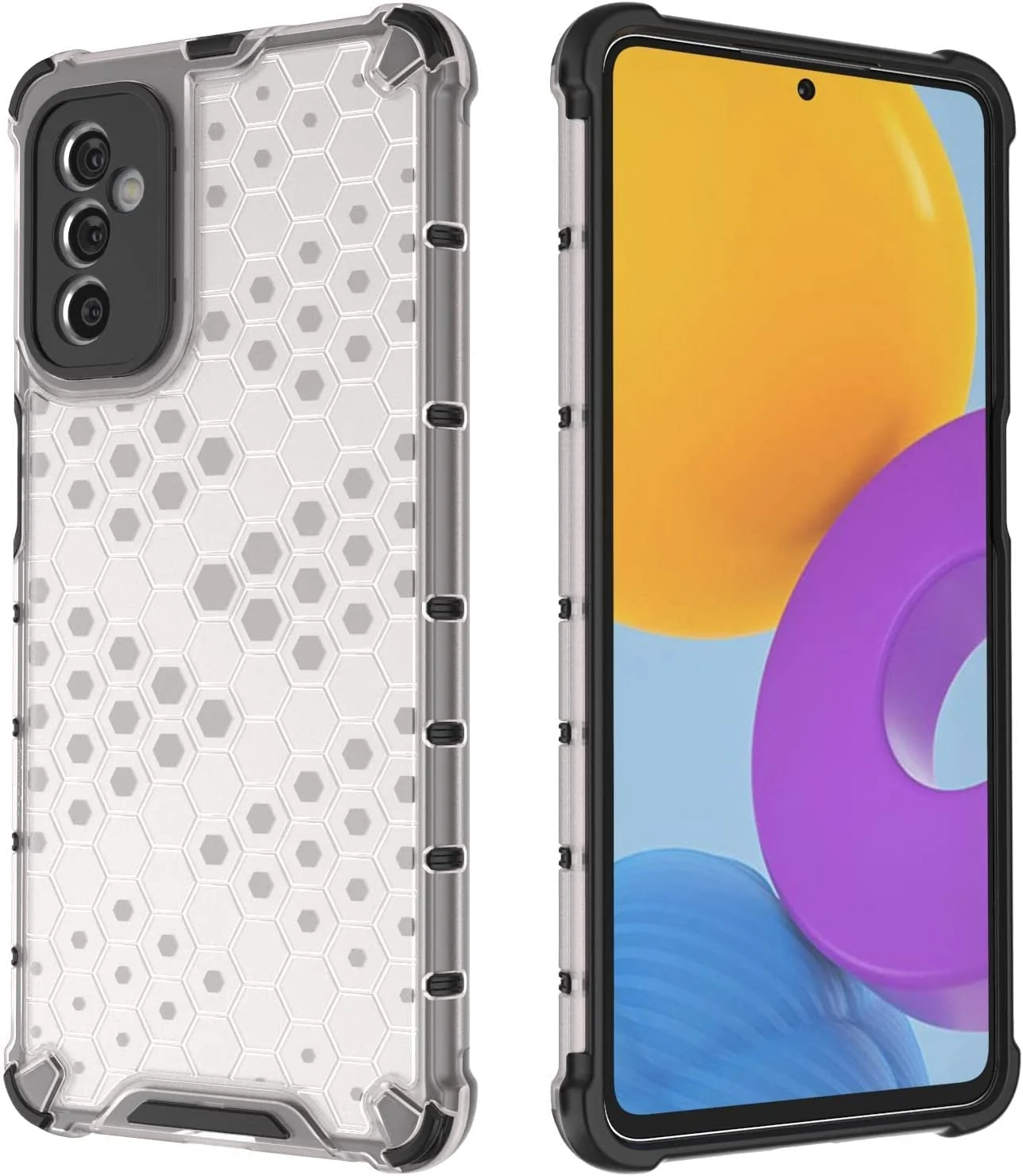 DL3 Mobilak Honeycomb Protective Case for Samsung Galaxy M52 5G, Shock-absorbing protection, Transparent design, Slim, lightweight profile - Clear