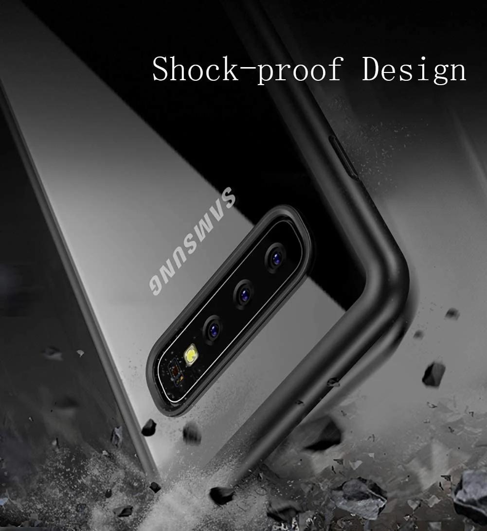 DL3 Mobilak Clear PC and TPU Protective Case for Samsung Galaxy S10 Plus with Shockproof Design and Anti-Yellowing Design - Black