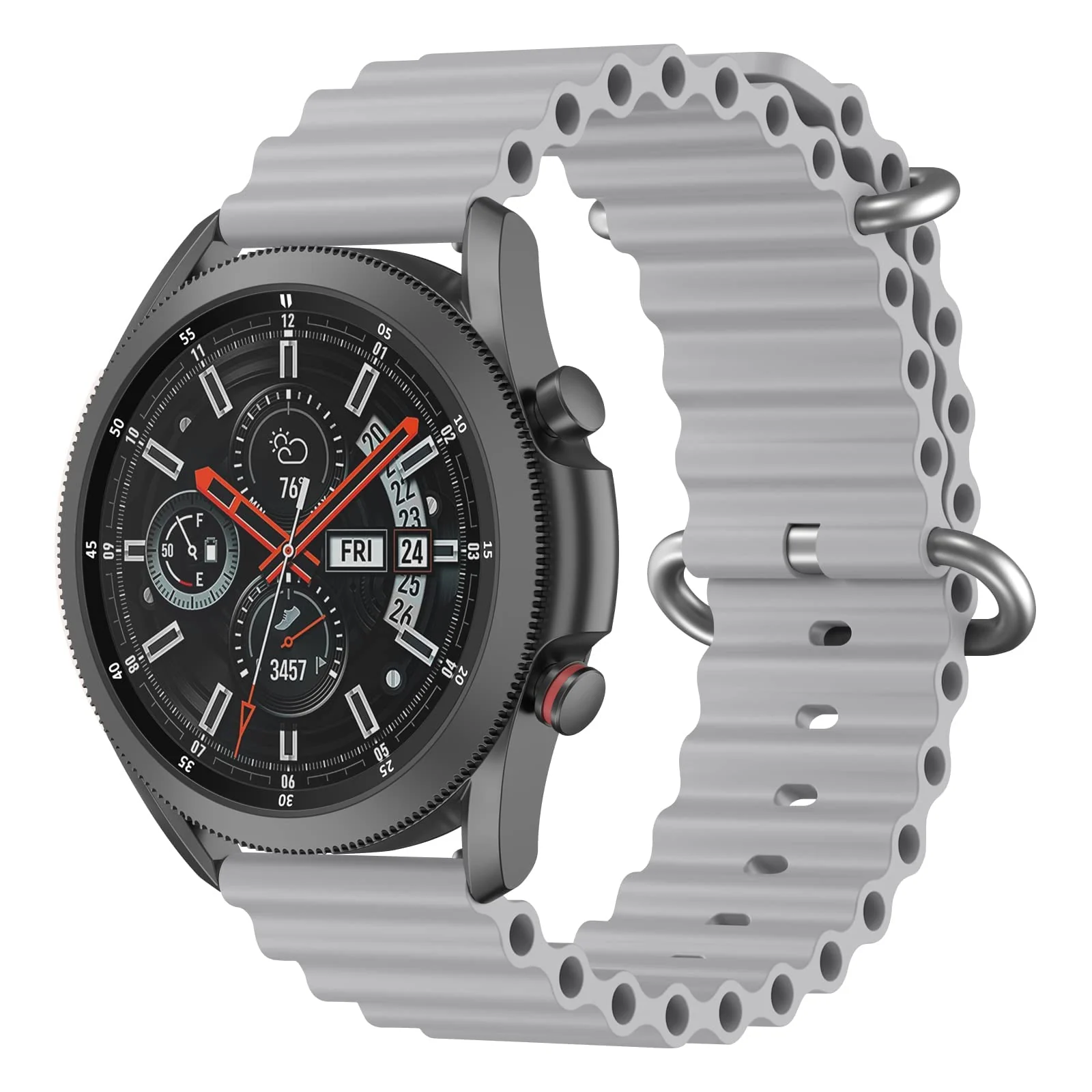 DL3 Mobilak Ocean Bands Silicone 20MM Strap for Samsung Gear Sport/Watch 4/5/5 Pro/S2 Classic/Active 2 40mm 44mm/Amazfit GTS 3/4/4 Mini/Bip 3/Pro/GTS 2 Mini/2e/Bip U - Grey
