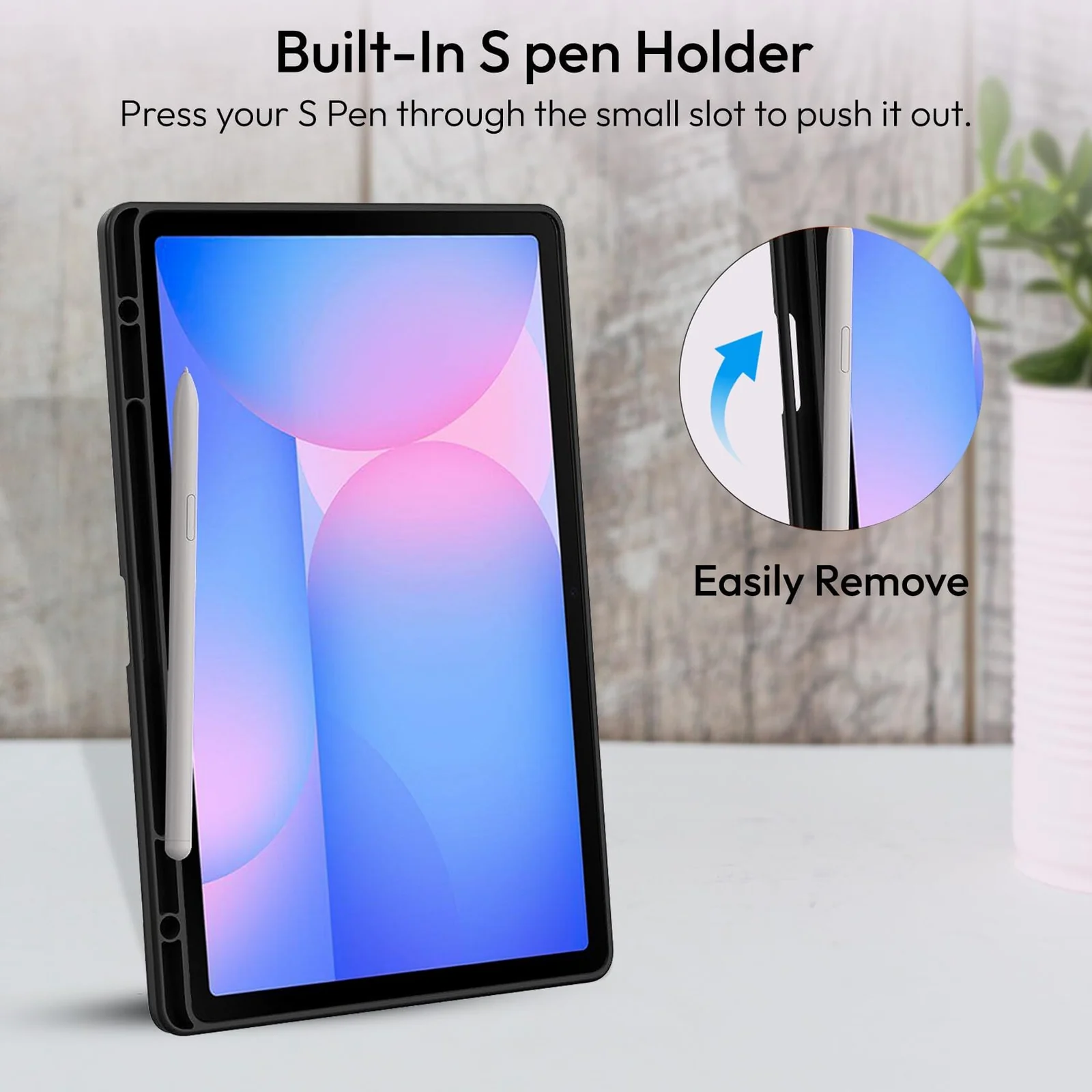 "DL3 Mobilak Case for Samsung Galaxy Tab S10 Lite 10.9"" / S10 FE / S9 FE / S9 11"" with Built-in Pencil Holder, Clear Transparent PC Back, Shockproof Tri-Fold Stand Tablet Cover, Auto Wake/Sleep - Black"
