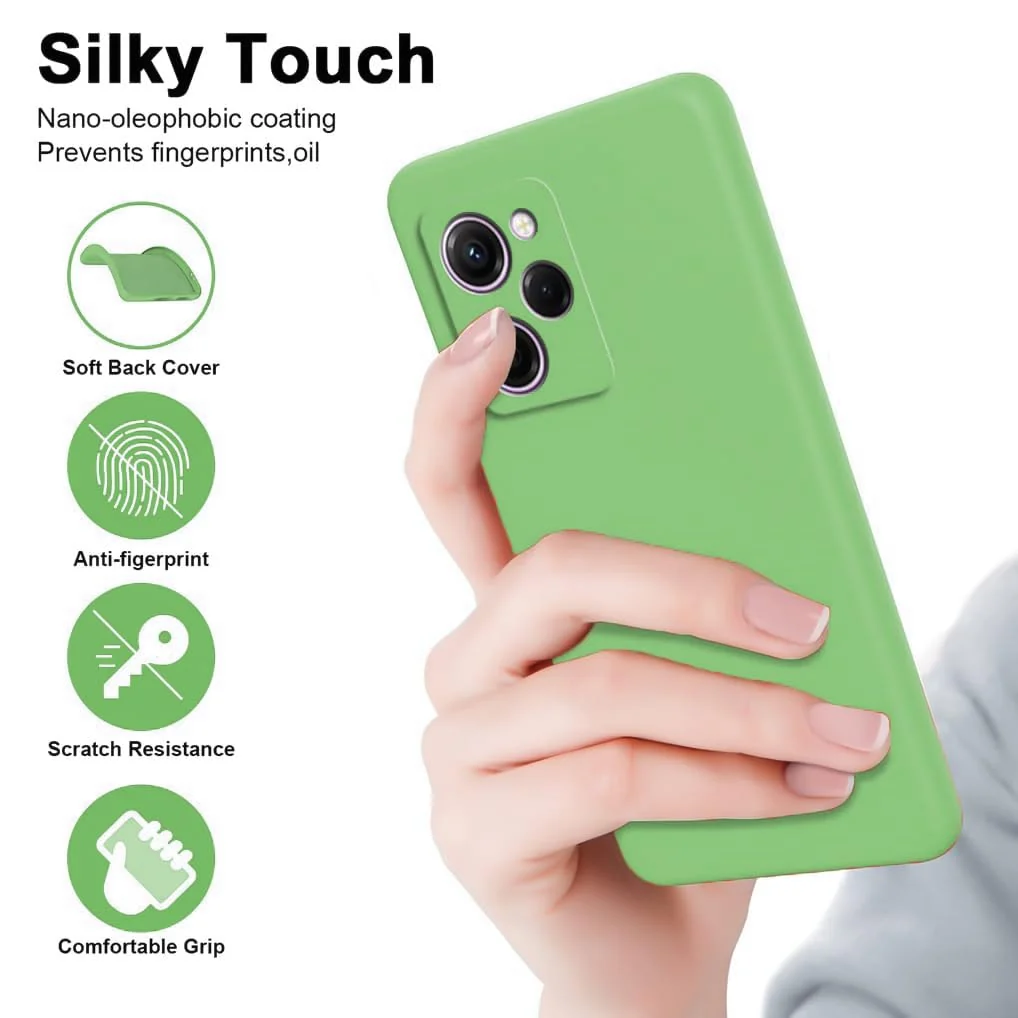 DL3 Mobilak Silicone Protective Case for POCO X5 Pro 5G, Shock-absorbing protection, Scratch-resistant surface, Soft microfiber lining - Light Green