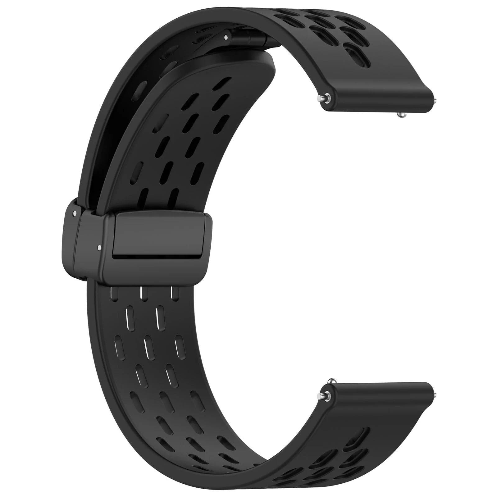 DL3 Mobilak Strap Silicone Magnetic Buckle 20MM For Samsung Gear Sport/Watch 6/5/4/5 Pro 45mm/S2 classic/active 2 40mm 44mm/Amazfit GTS 2/2e/GTS 3/3 Pro/GTS 4/GTS 2 Mini/3 Mini/4 Mini/Bip 3/Bip 3 Pro - A.Black