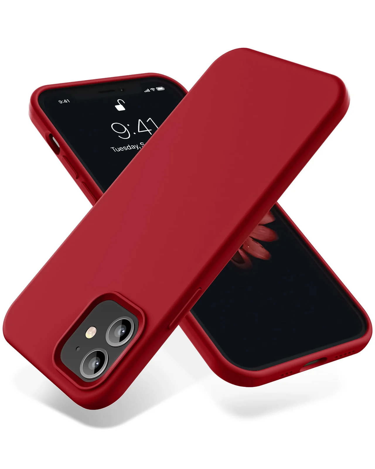 DL3 Mobilak Compatible with iPhone 11 (6.1 Inch) Case, Liquid Silicone Case, Full Body Protective Cover, Shockproof, Slim Phone Case, Anti-Scratch Soft Microfiber Lining - Dark Red