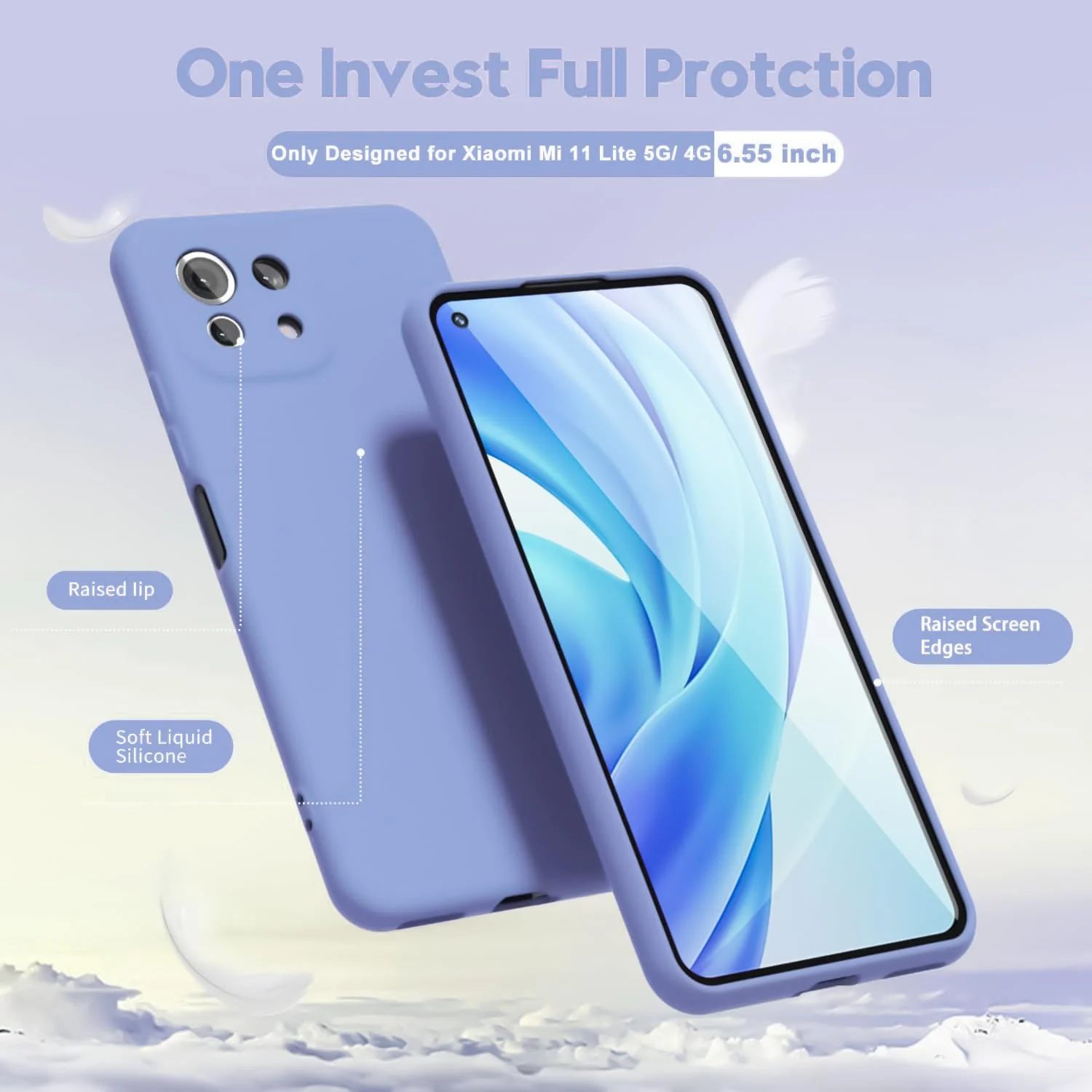 DL3 Mobilak Liquid Silicone Protective Case with Soft Microfiber Lining with Full Camera Protection for Xiaomi Mi 11 Lite 4G / 5G & Mi11 Lite 5G NE - Baby Blue