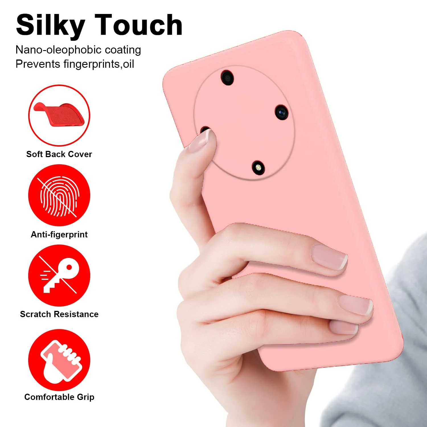 DL3 Mobilak Soft Silicone Protective Case for Honor X9a with Microfiber Lining and Shockproof Design - Pink Sand