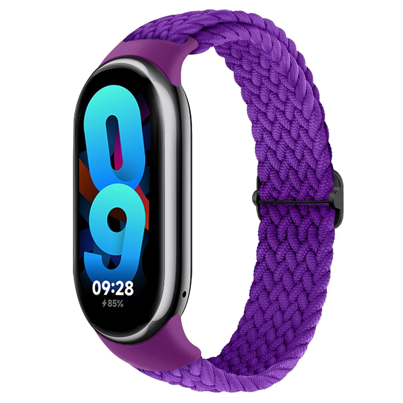 DL3 Mobilak Compatible with Xiaomi Mi Band 10/9/8 strap, Braided Solo Loop for Nylon Elastic Adjustable Replacement Wristband Compatible with Xiaomi Smart Band 8/9/10 - purple