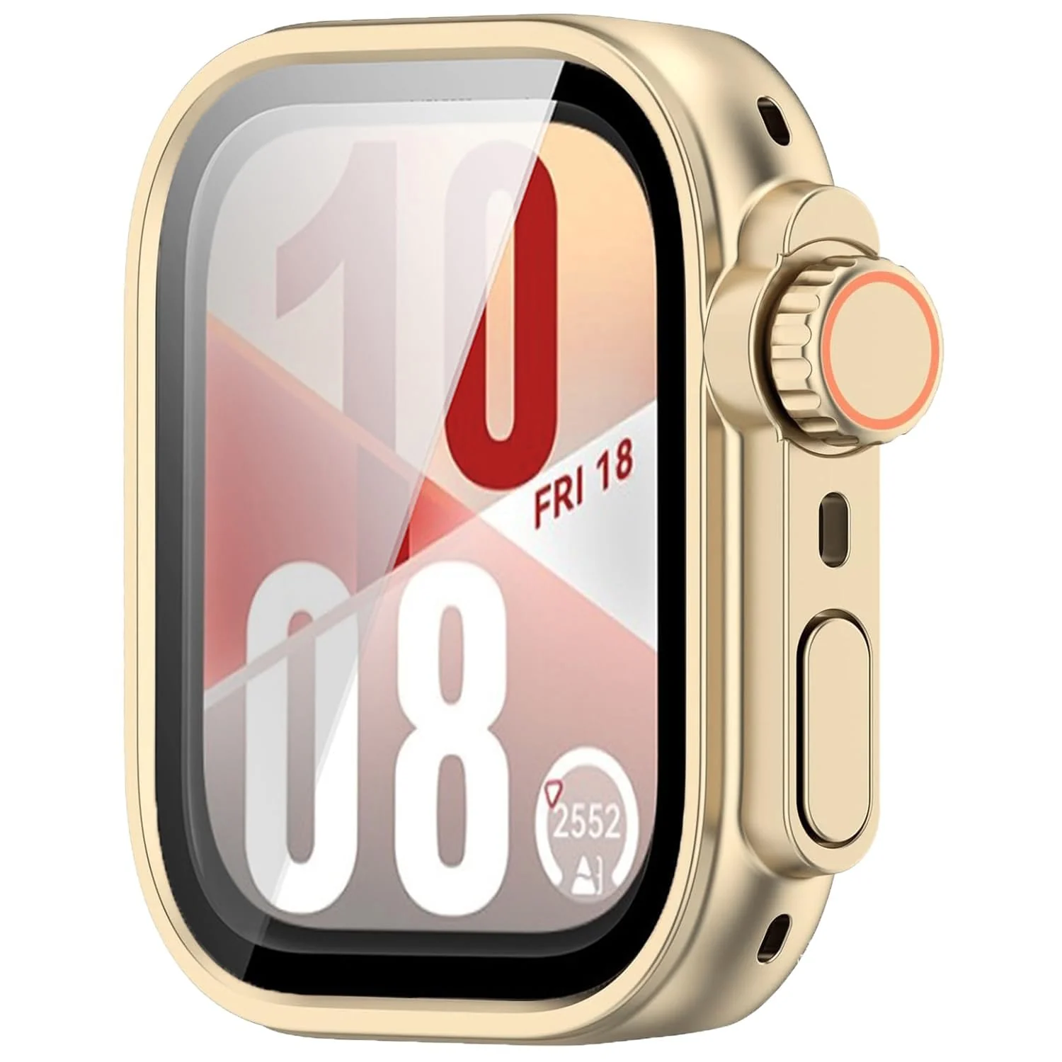 DL3 Mobilak for Huawei Watch Fit 4 2025 Case Screen Protector, [Looks Like iWatch Ultra Case] Built-in Tempered Glass Screen Unique Design Case Cover for Huawei Watch Fit4 - Gold