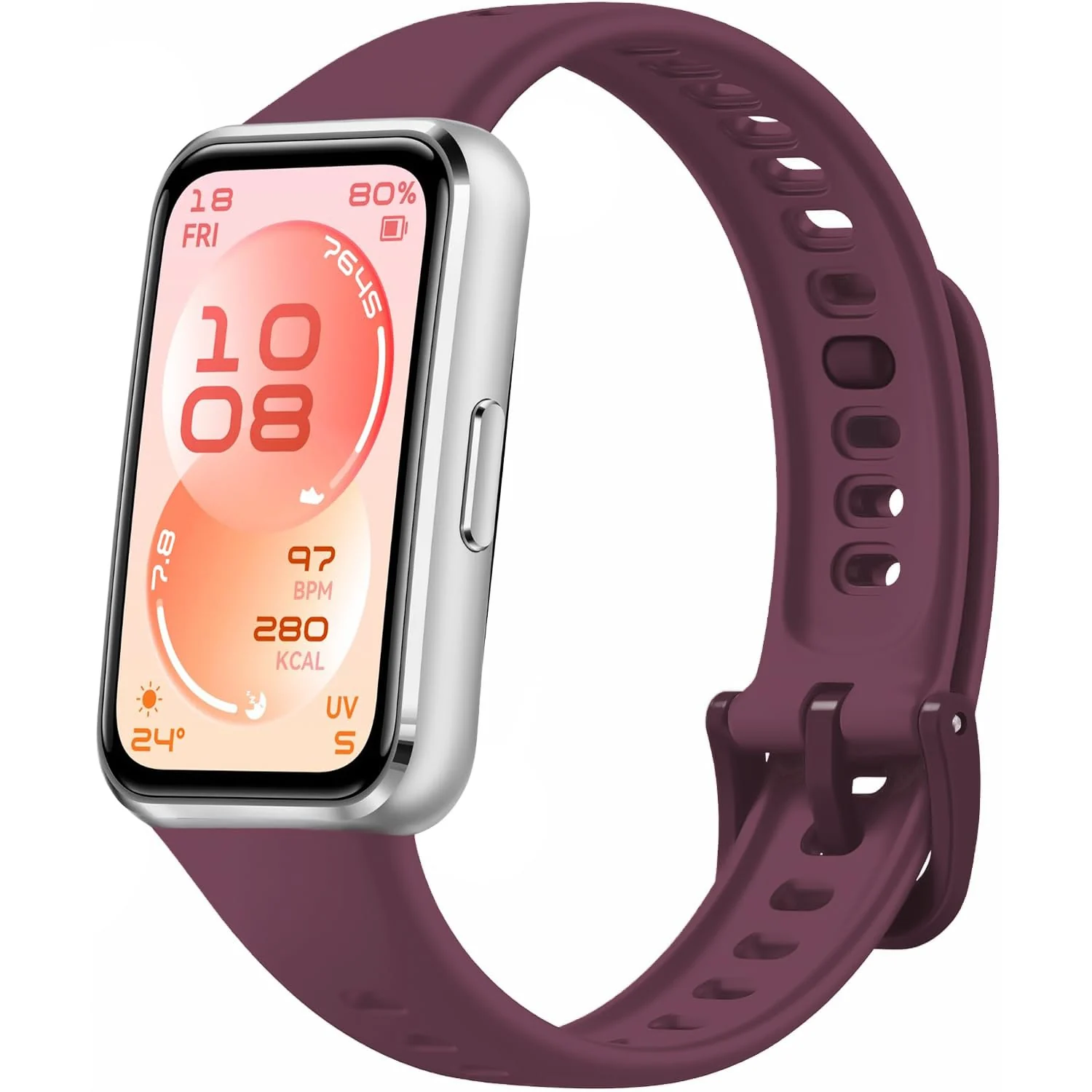 DL3 MOBILAK Adjustable Silicone Sports Watch Strap for Huawei Band 11 and Band 11 Pro - Wine Red