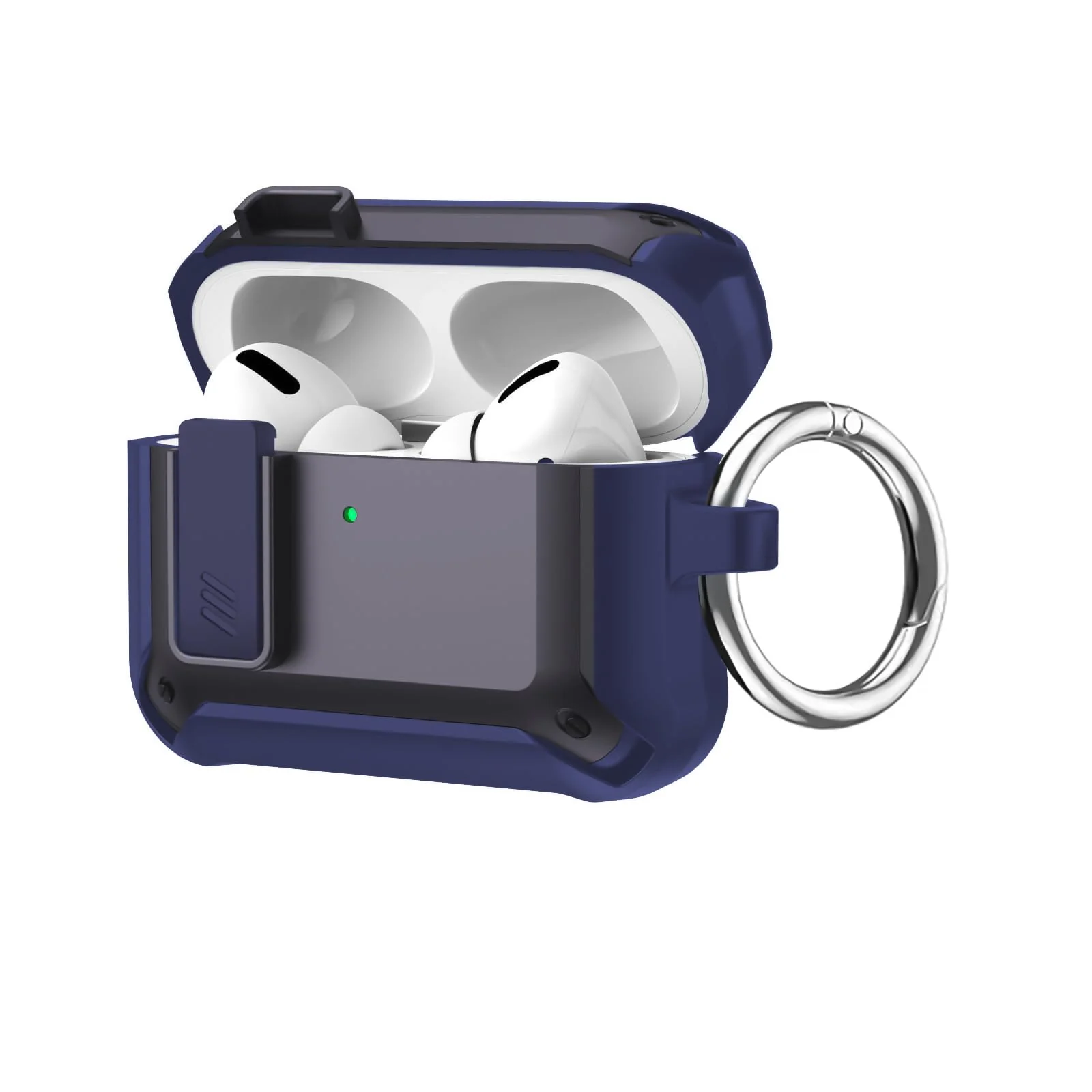 DL3 Mobilak AirPods Pro 2nd/1st Case With Lock Lid, Rugged for AirPods Pro 2/1 (2023/2022/2019) Cool Protective Cover for Men Full-Body Armor Shockproof Skin Shell With Carabiner - Blue/deep Purple