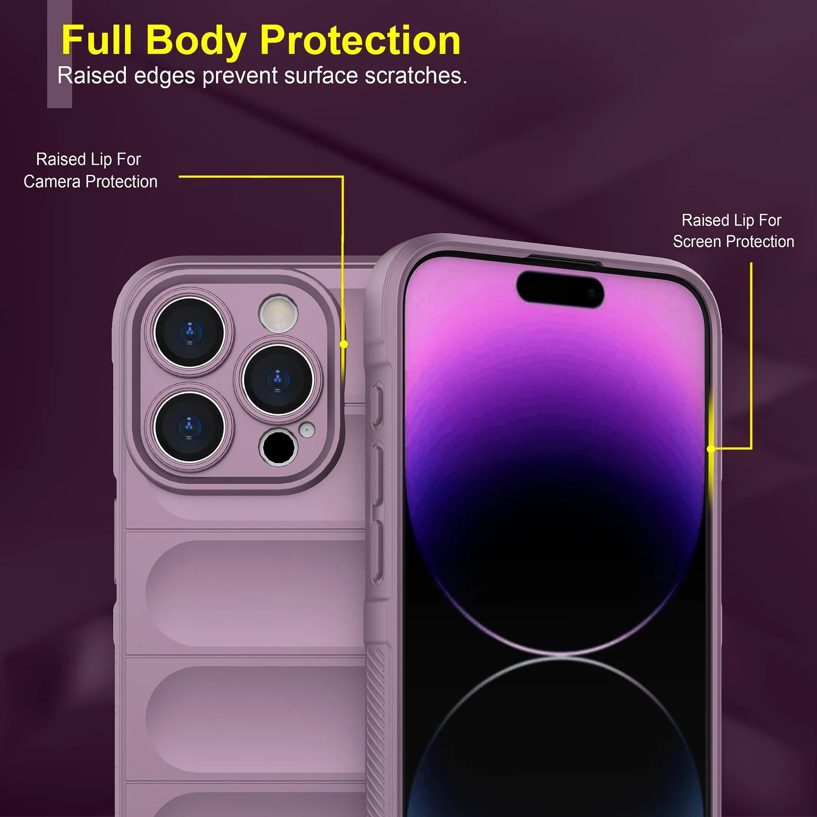 DL3 Mobilak Silicone Case for Apple iPhone 15 Pro Heavy Duty Protective [Slim Fit] Shockproof Soft Flexible Protective Design Shock-Absorption TPU Cover With Camera Protection - Purple