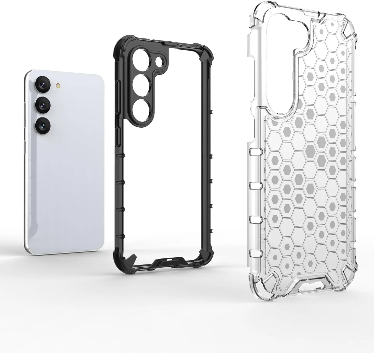 DL3 Mobilak Case For Samsung Galaxy A35 5G, [Honeycomb Design] Drop Protection, Ultra Thin TPU + PC Transparent Silicone Protective Case, Shockproof Cover - Clear