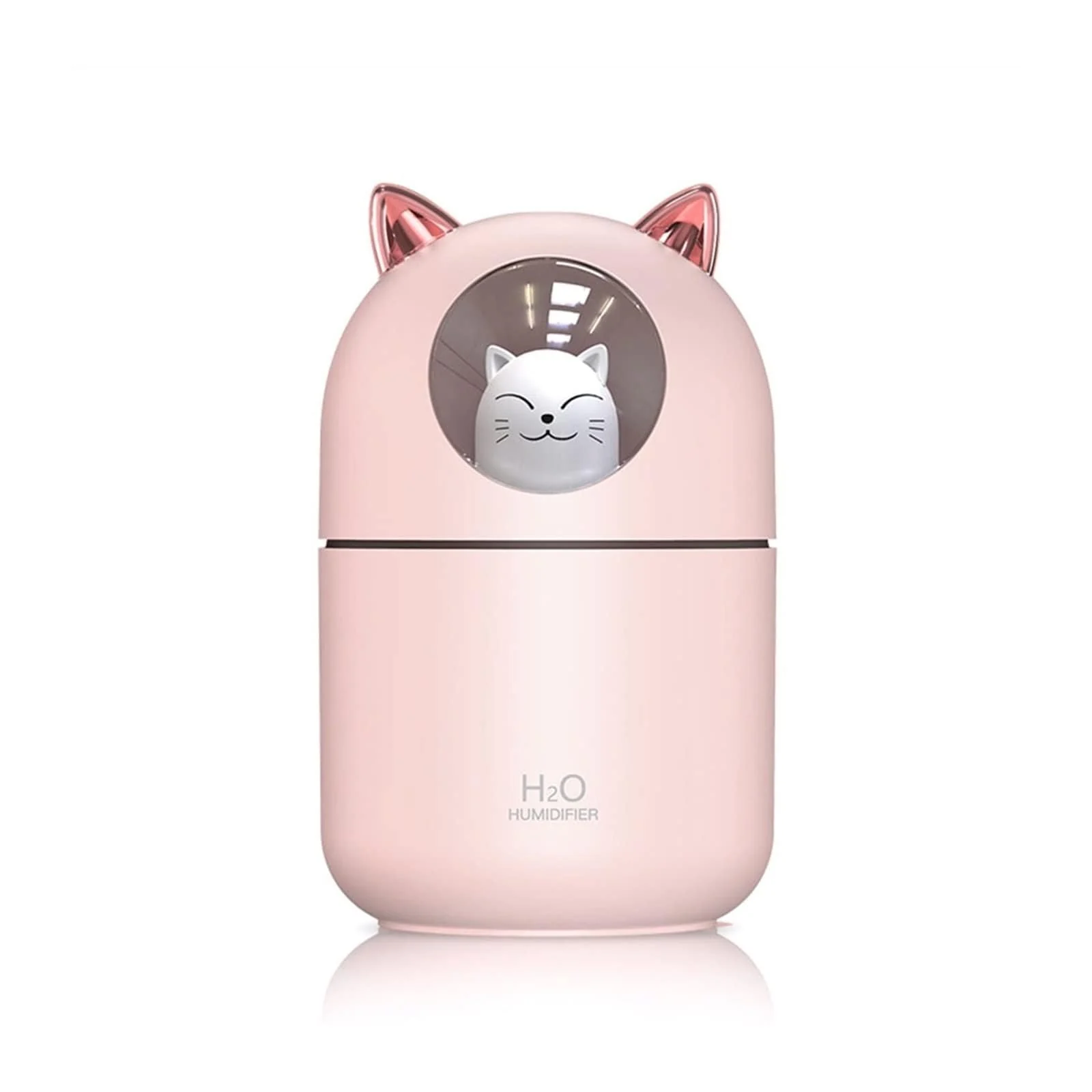 Mobigon Wood Cool Mist Ultrasonic Humidifier for Room Moisture, Aroma Diffuser for Home, 300ml Essential Oil Diffuser with 7 Colorful Night Light, Auto Shut-Off, Home, Office, car - E.Pink