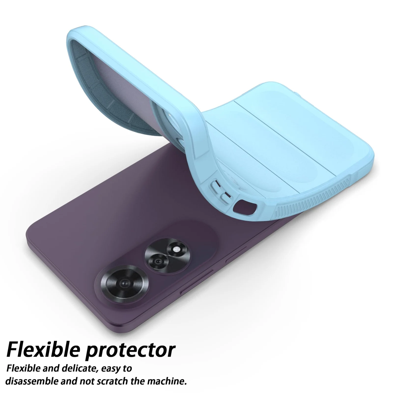 DL3 Mobilak Soft Silicone Protective Case for OPPO A60 4G with Camera Protection and Shockproof Design - Baby Blue
