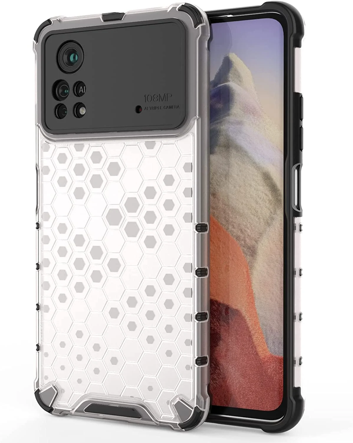DL3 Mobilak Honeycomb Protective Case for Xiaomi Poco X4 Pro 5G, Shock-absorbing protection, Transparent design, Slim, lightweight profile - Clear