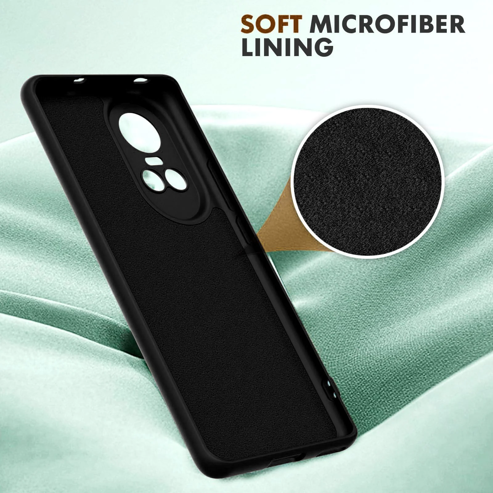 DL3 Mobilak Liquid Silicone Protective Case for OPPO Reno 10 5G / OPPO Reno 10 Pro 5G with Microfiber Lining and Shockproof Design - Black