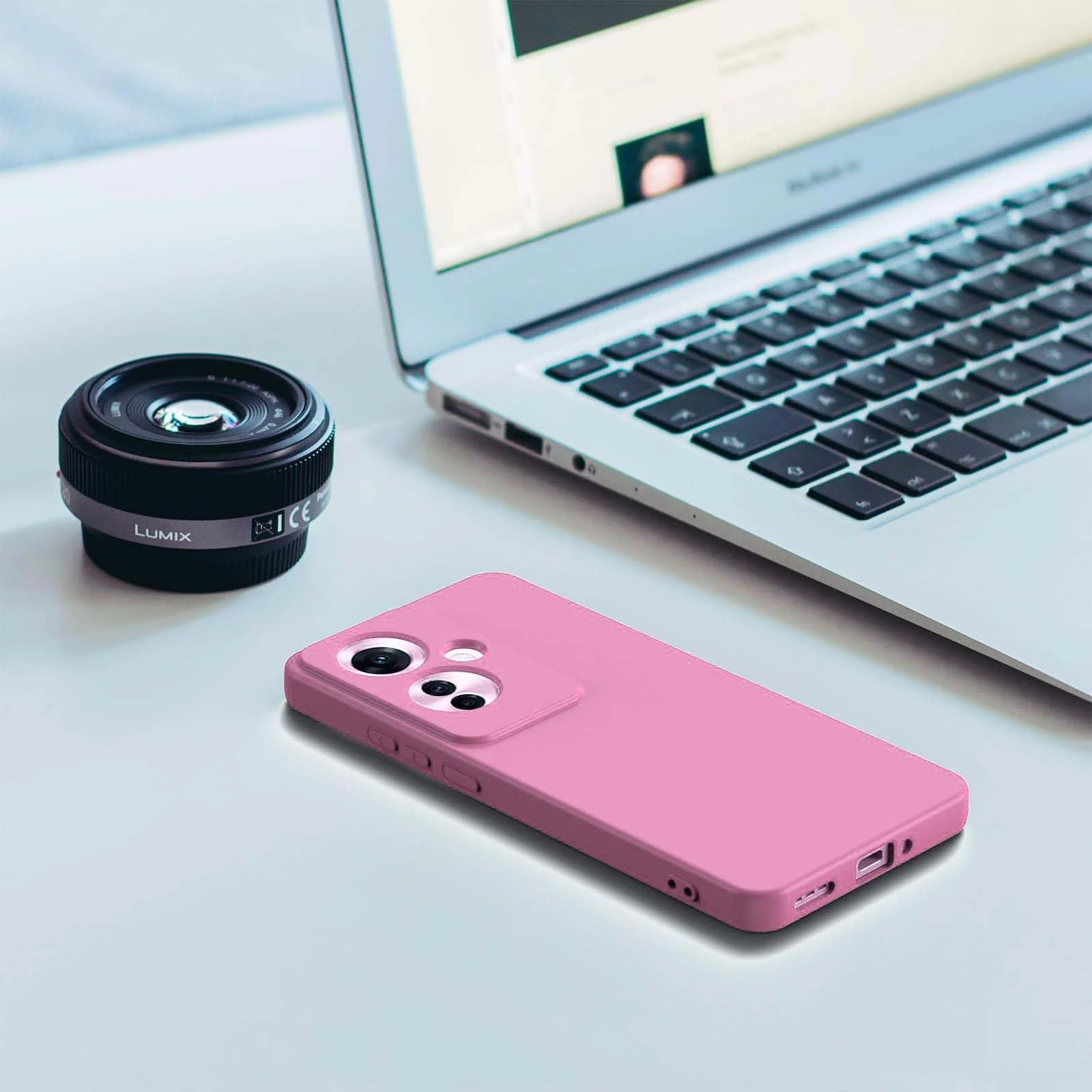 DL3 Mobilak Liquid Silicone Protective Case for OPPO Reno11 F 5G with Camera Protection and Microfiber Lining - Pink