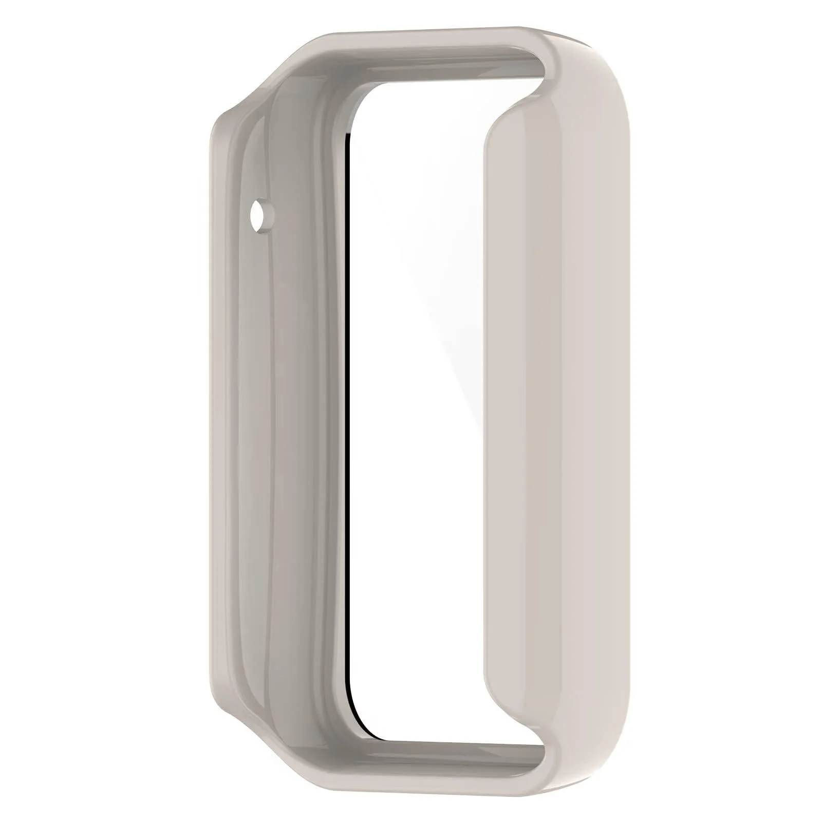 DL3 Mobilak Case for Xiaomi Mi Band 7 Pro, Bumper Full Coverage Hard Overall Protective Cover, Built-in Tempered Glass Screen Protector Film High Sensitivity For Xiaomi Smart Band 7 Pro - Ivory White