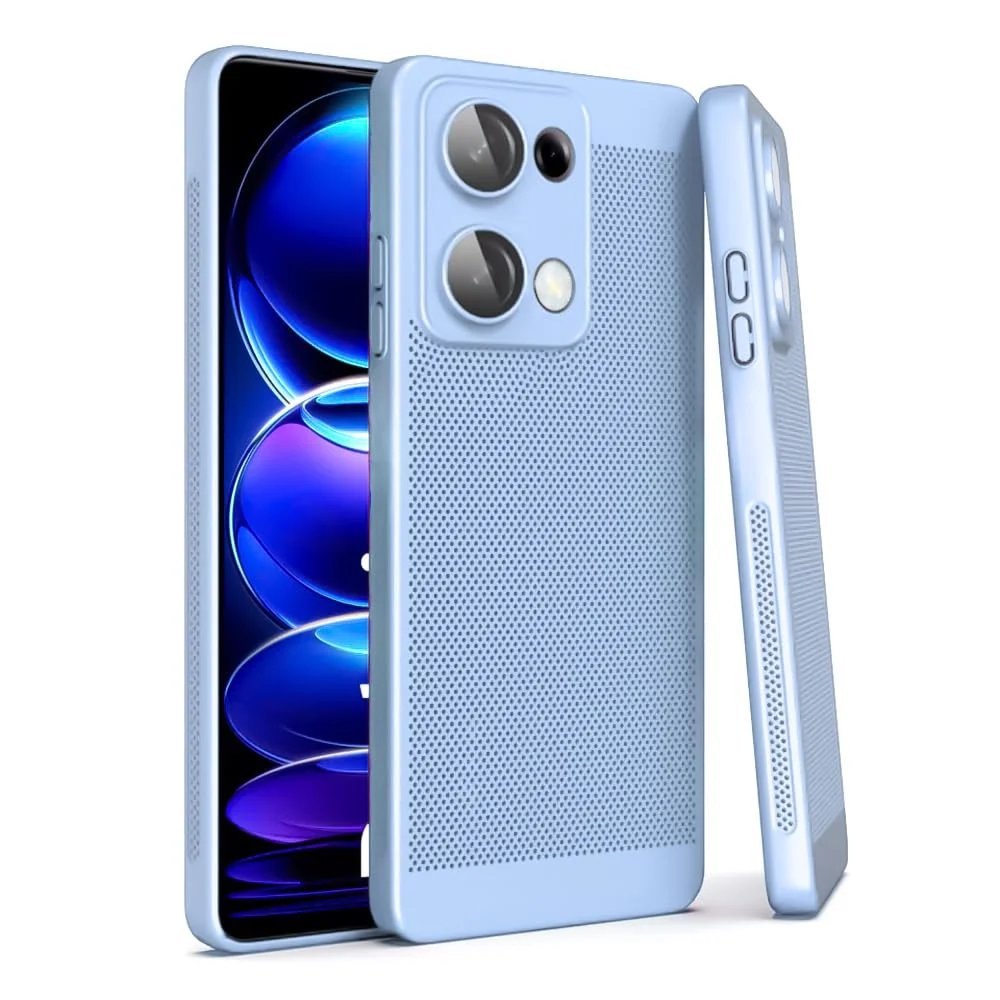 DL3 Mobilak PC Protective Case for Xiaomi Redmi Note 13 4G (Not Fit 5G), Supports wireless charging, Camera protection, Shock-absorbing protection - Baby Blue