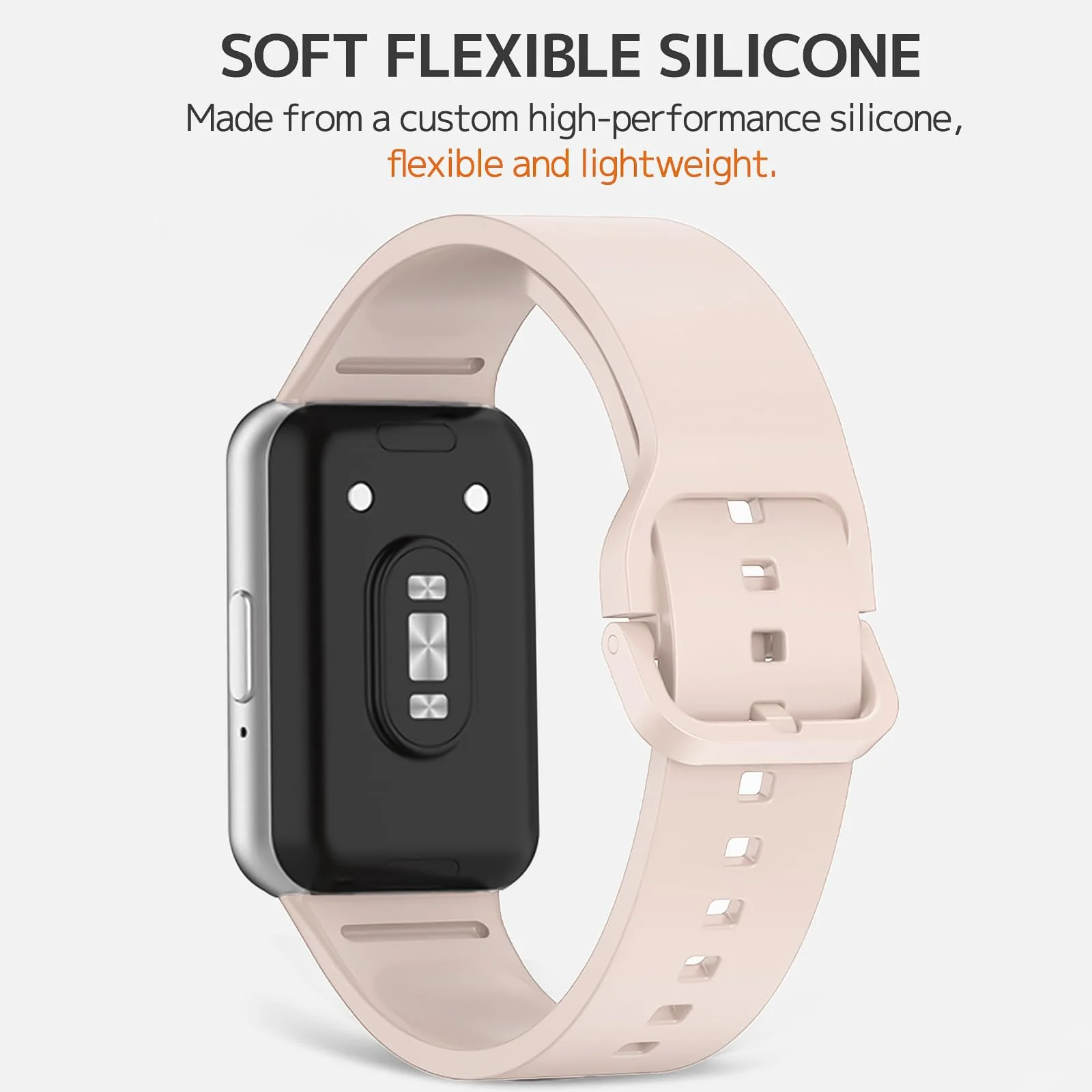 DL3 MOBILAK Silicone Bracelet for Samsung Galaxy Fit 3 Strap, Soft Silicone Sport Replacement Strap For Women/Men, Adjustable Waterproof Sports Band - Pink