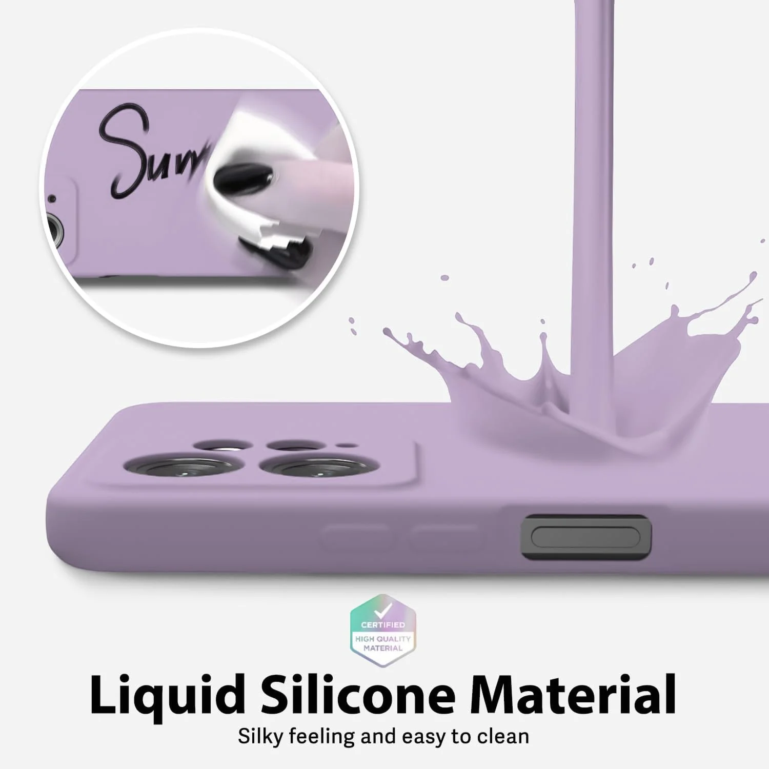 DL3 Mobilak Liquid Silicone Protective Case with Soft Microfiber Lining with Full Camera Protection for OPPO Reno 8 4G / Reno 7 4G / F21 Pro 4G / F21S Pro 4G - Lavender