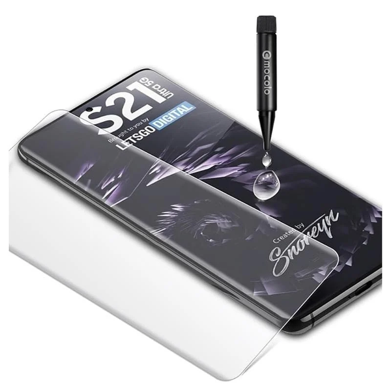 DL3 Mobilak Full Glass Screen Protector For Samsung S21 Ultra Nano UV Tempered Glass Full Glue Cover Screen Protector For Samsung S21 Ultra Nano Screen Glass Film - Clear
