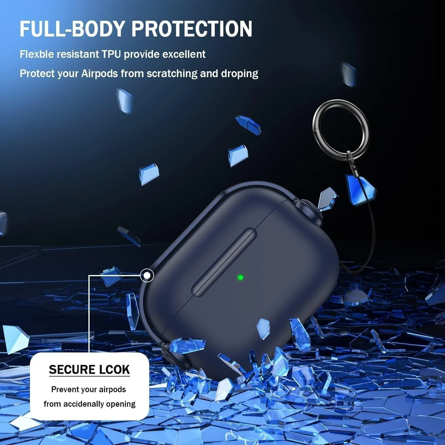 DL3 Mobilak Case for Apple AirPods 4 [With Closure Lid] [Front LED Visible] [With Wrist Strap] Skin Case Compatible with AirPods 4(2024) - Blue
