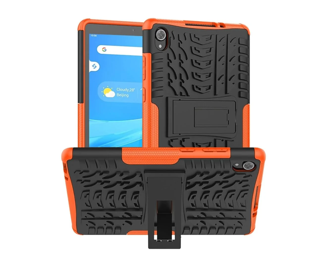 DL3 Mobilak Case For Lenovo Tab M8 4th Gen 2023/3rd Gen 2022/HD LTE 2021/Tab M8 HD/Tab M8 FHD 2019 8.0 inch, Hybrid Rugged Armor Heavy Duty 2 in 1 TPU + PC Dual Layer Case with Kickstand - Orange