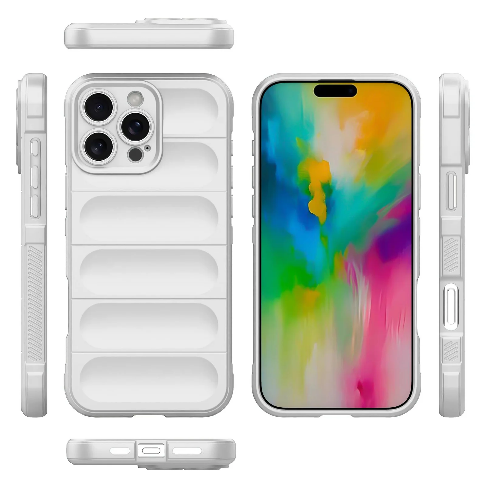 DL3 Mobilak Rugged Protective Case for iPhone 16 Pro 6.3-Inch, Camera protection, Shock-absorbing protection, Non-slip grip - White