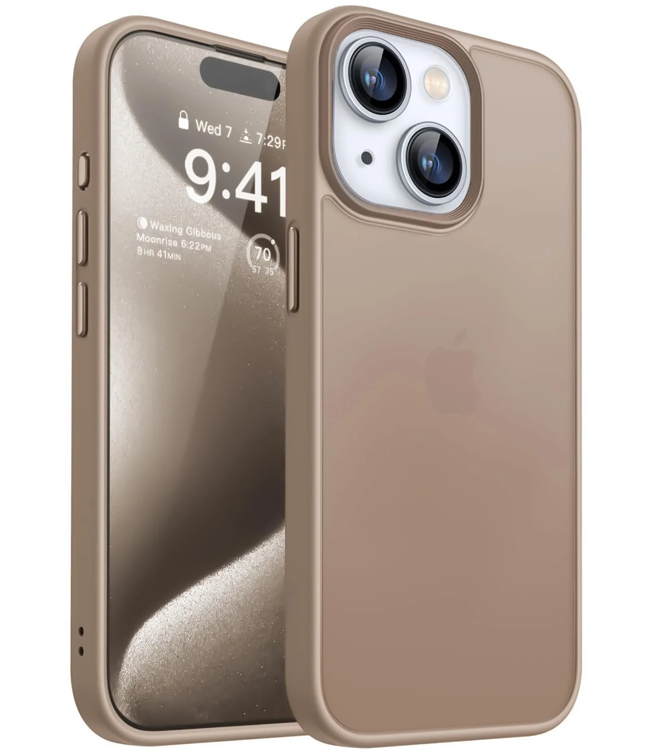 Dl3 Mobilak Matte Case for iPhone 13/iPhone 14 6.1-Inch, Shockproof Drop Protection, Frosted Translucent Matte Back Phone Cover, Anti-Fingerprint (Desert Brown)