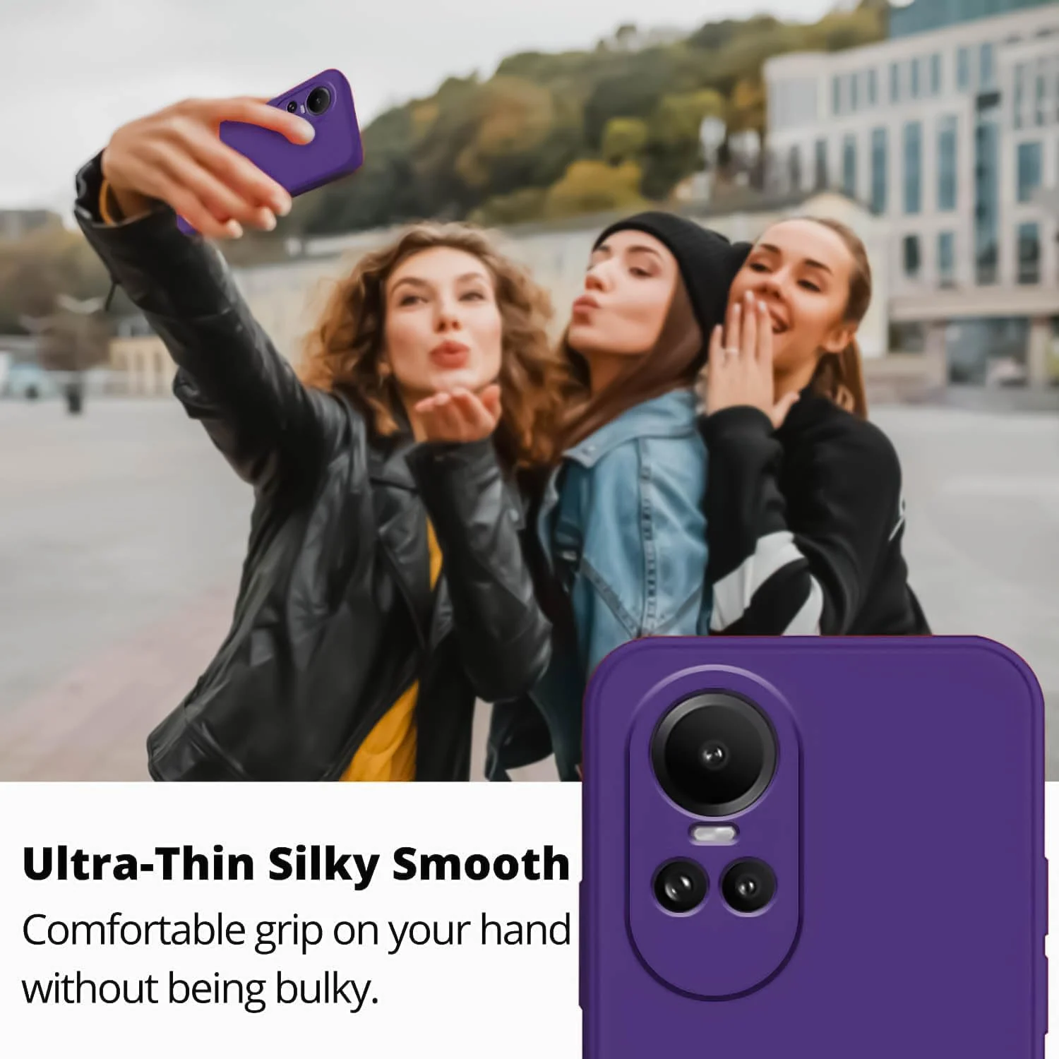 DL3 Mobilak Liquid Silicone Protective Case for OPPO Reno 10 5G / OPPO Reno 10 Pro 5G with Microfiber Lining and Shockproof Design - Purple