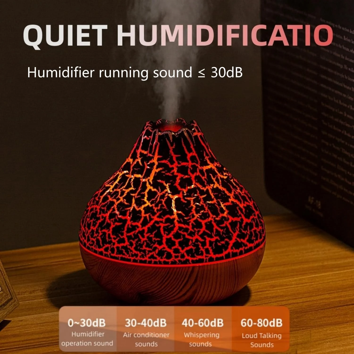 Mobigon Wood Cool Mist Ultrasonic Humidifier for Room Moisture, Aroma Diffuser for Home, 300ml Essential Oil Diffuser with 7 Colorful Night Light, Auto Shut-Off, Home, Office, car - E.Light Brown
